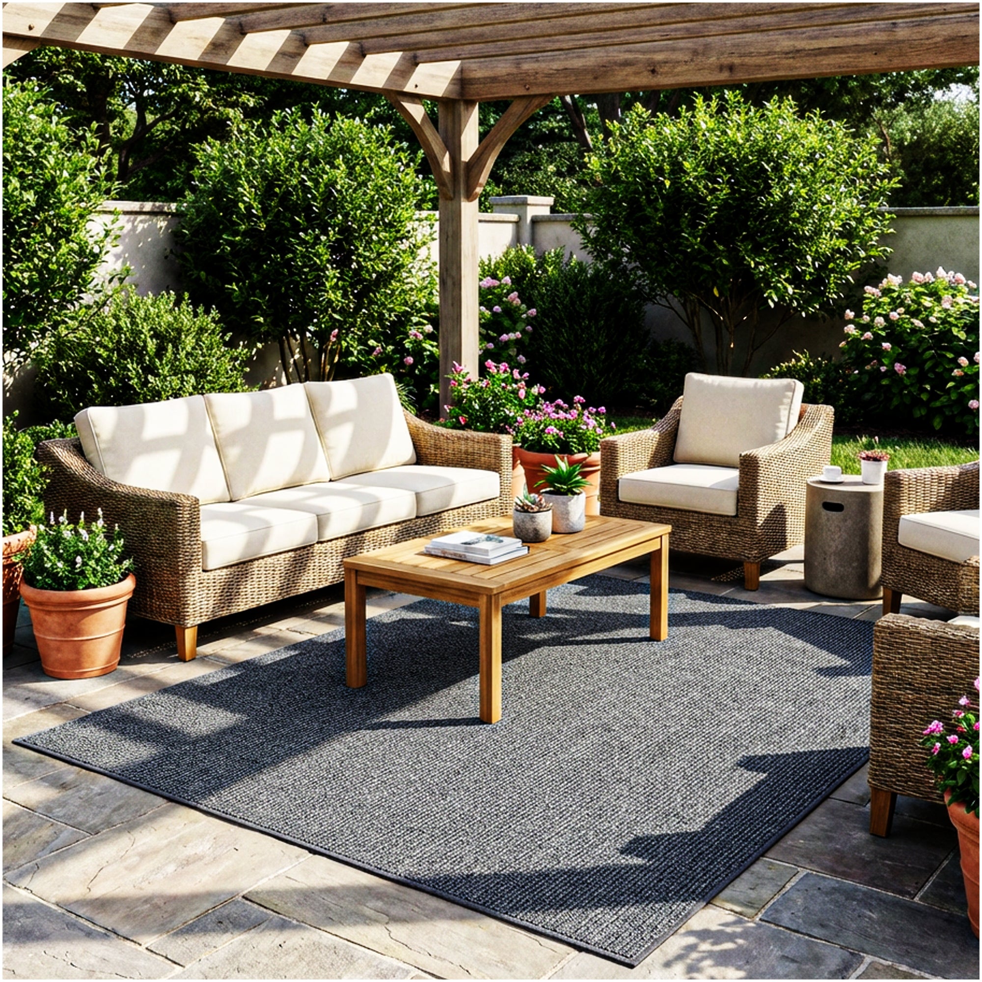 Wassaw Ribbed Indoor/Outdoor Area Rug – Lightweight PET Fiber, 6 Colors