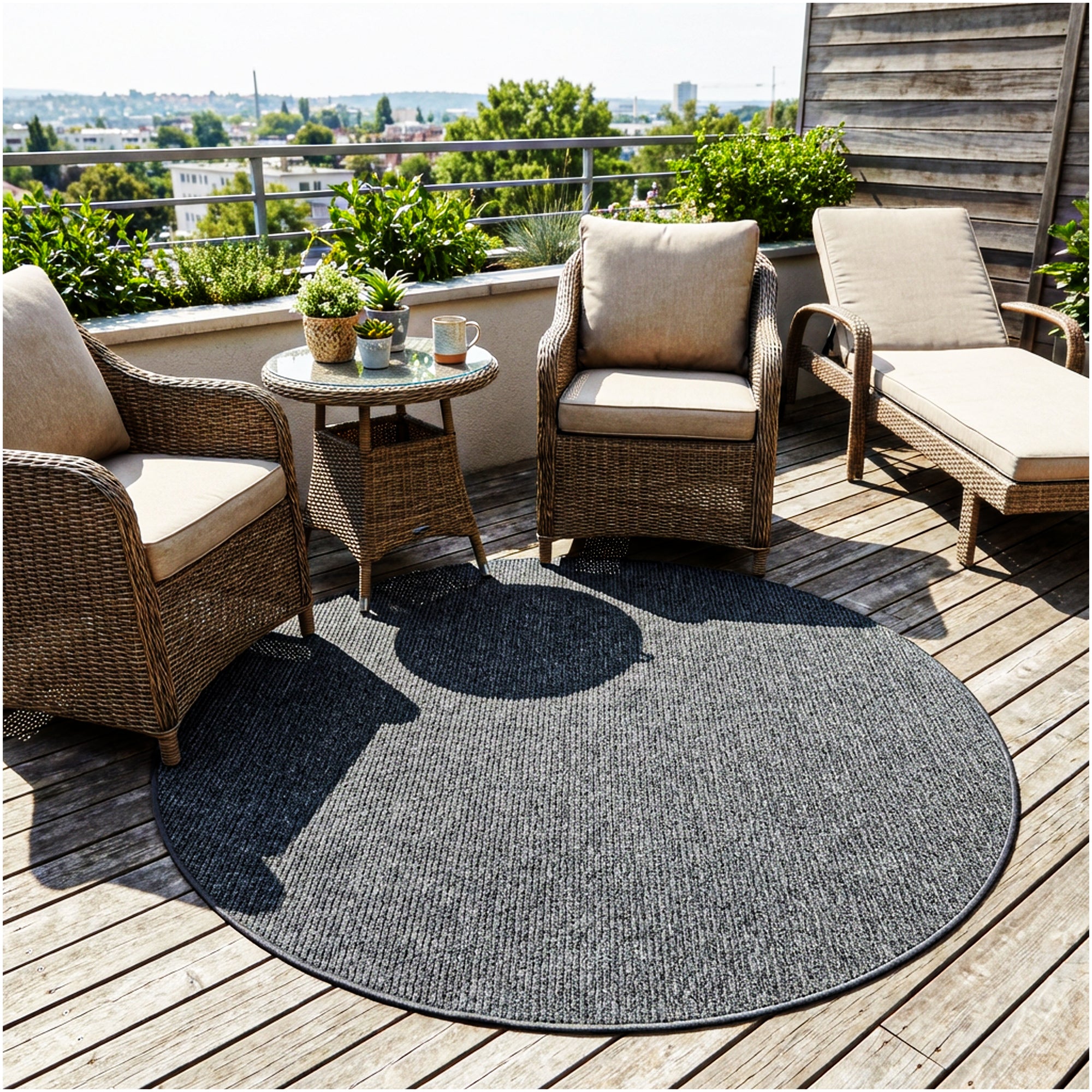 Wassaw Ribbed Indoor/Outdoor Area Rug – Lightweight PET Fiber, 6 Colors
