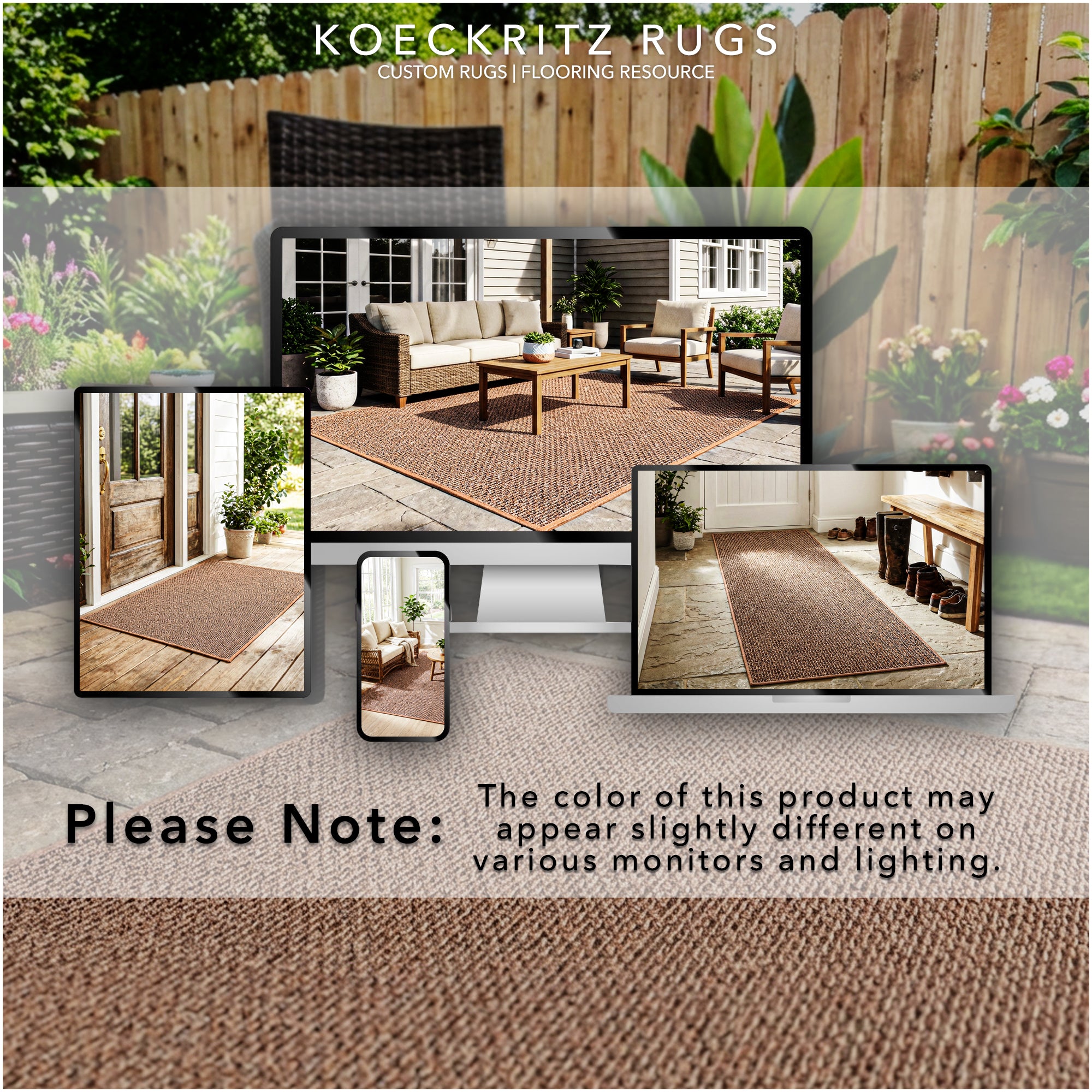 Natural Path Indoor/Outdoor Area Rug – Custom Sizes, 6 Colors