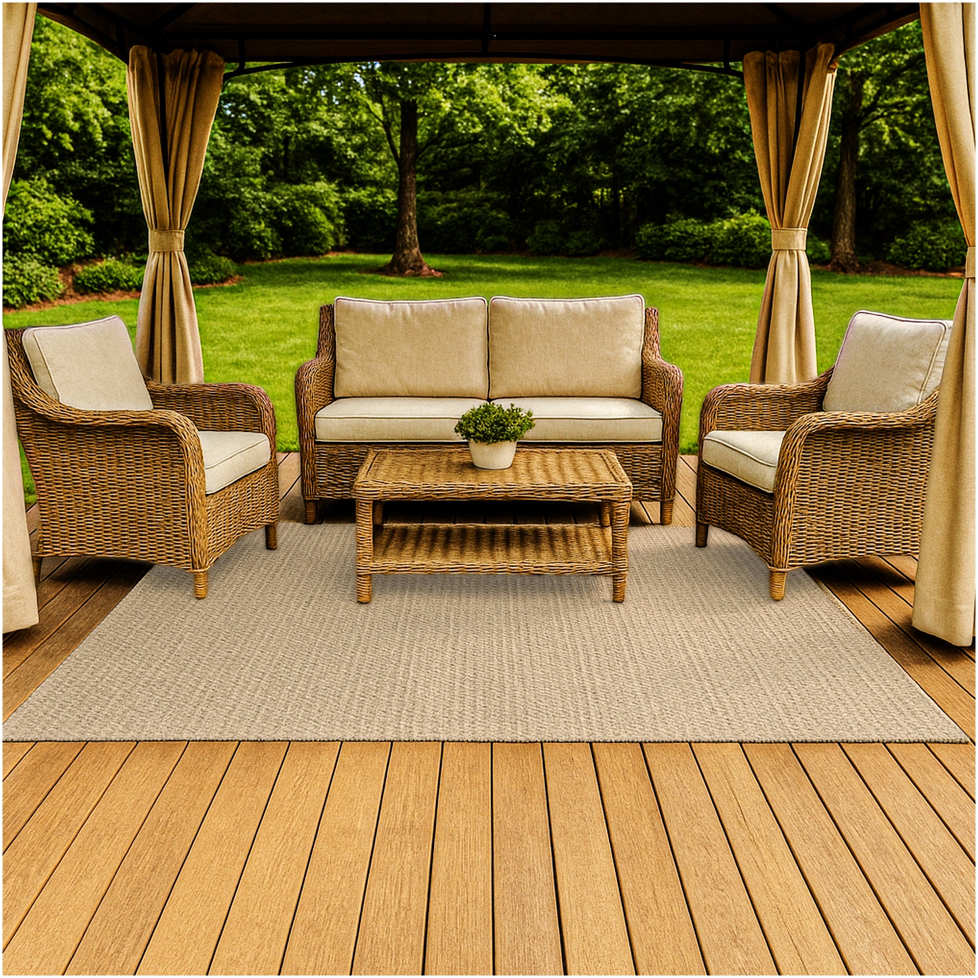 Interlace Waffle Pattern Indoor & Outdoor Rug – Eco-Friendly PET Fiber, Custom Sizes