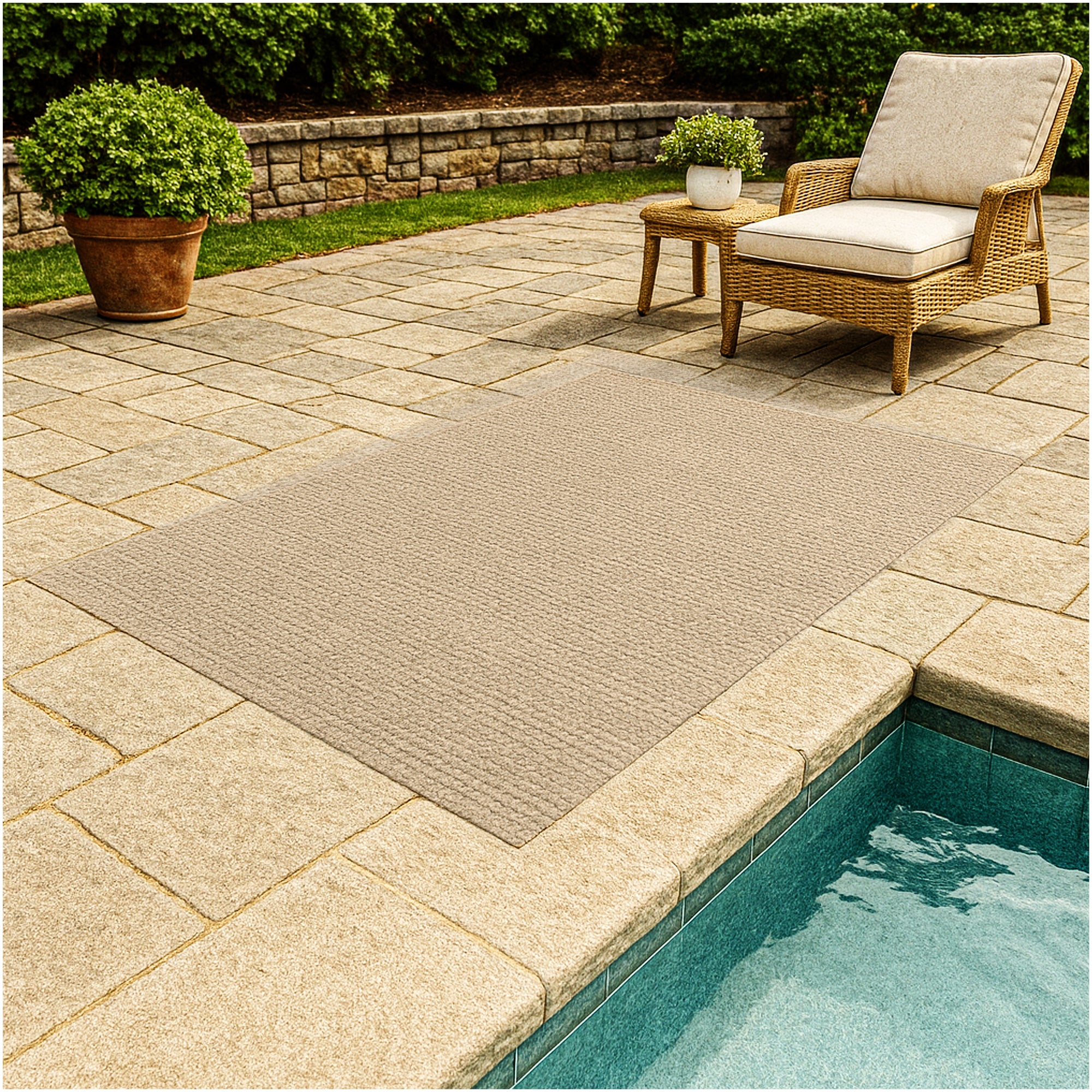 Interlace Waffle Pattern Indoor & Outdoor Rug – Eco-Friendly PET Fiber, Custom Sizes