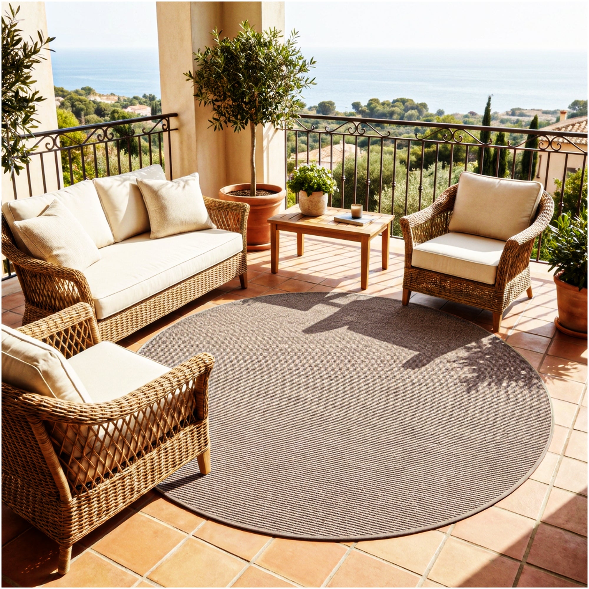 Wassaw Ribbed Indoor/Outdoor Area Rug – Lightweight PET Fiber, 6 Colors