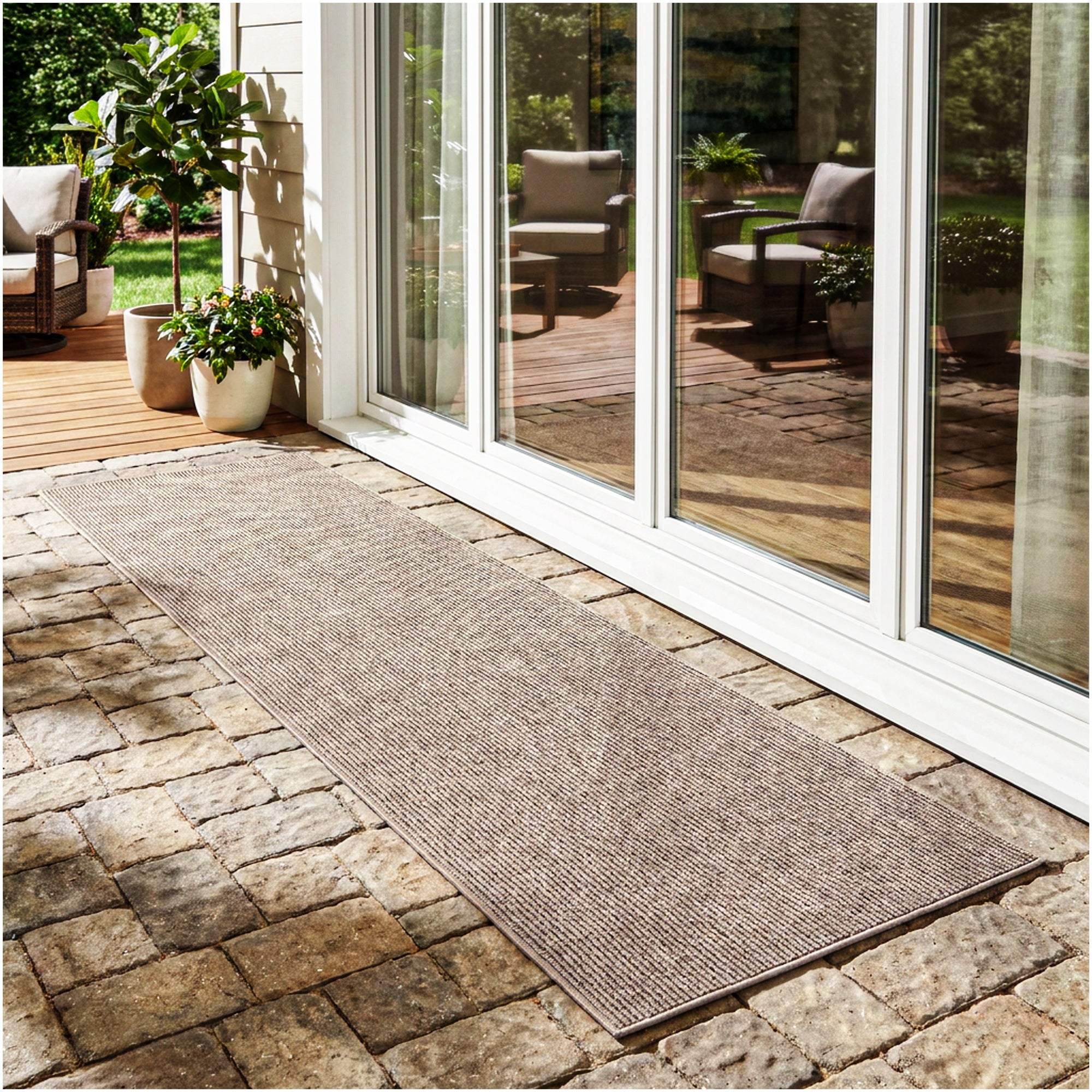 Wassaw Ribbed Indoor/Outdoor Area Rug – Lightweight PET Fiber, 6 Colors