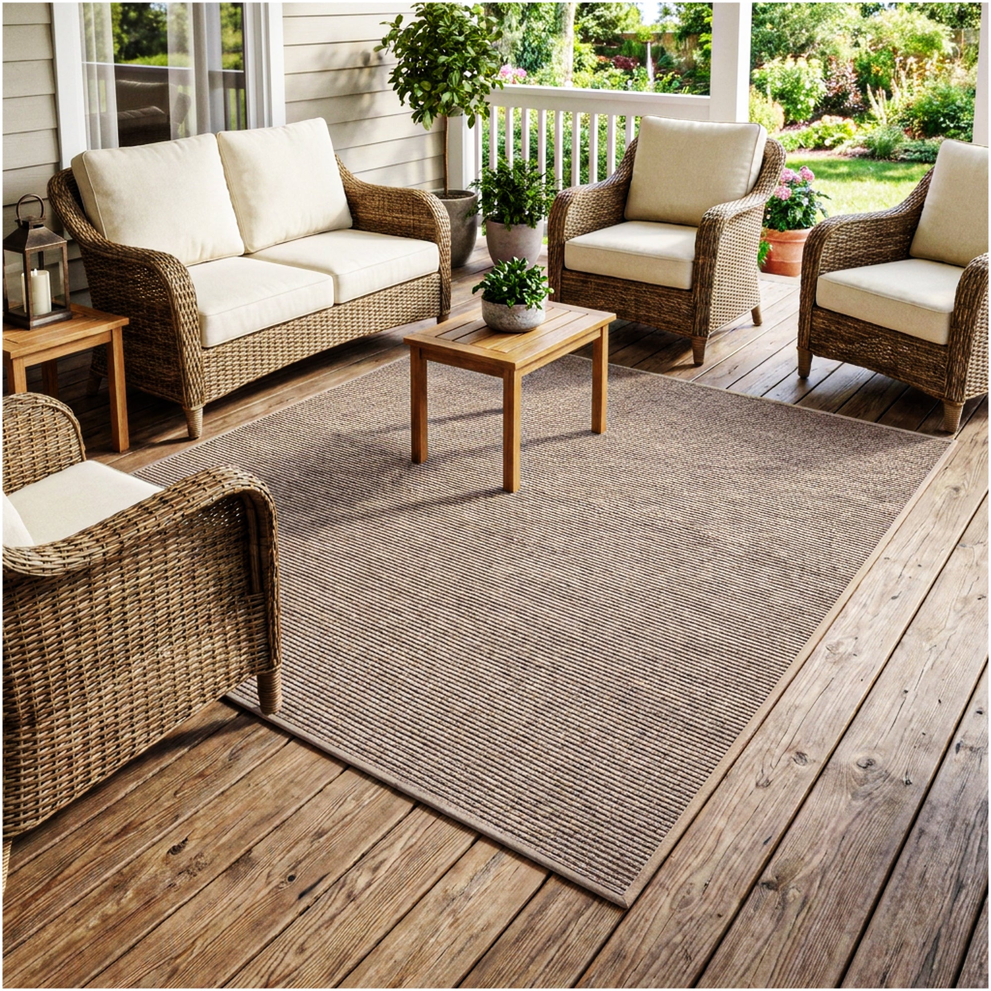 Wassaw Ribbed Indoor/Outdoor Area Rug – Lightweight PET Fiber, 6 Colors