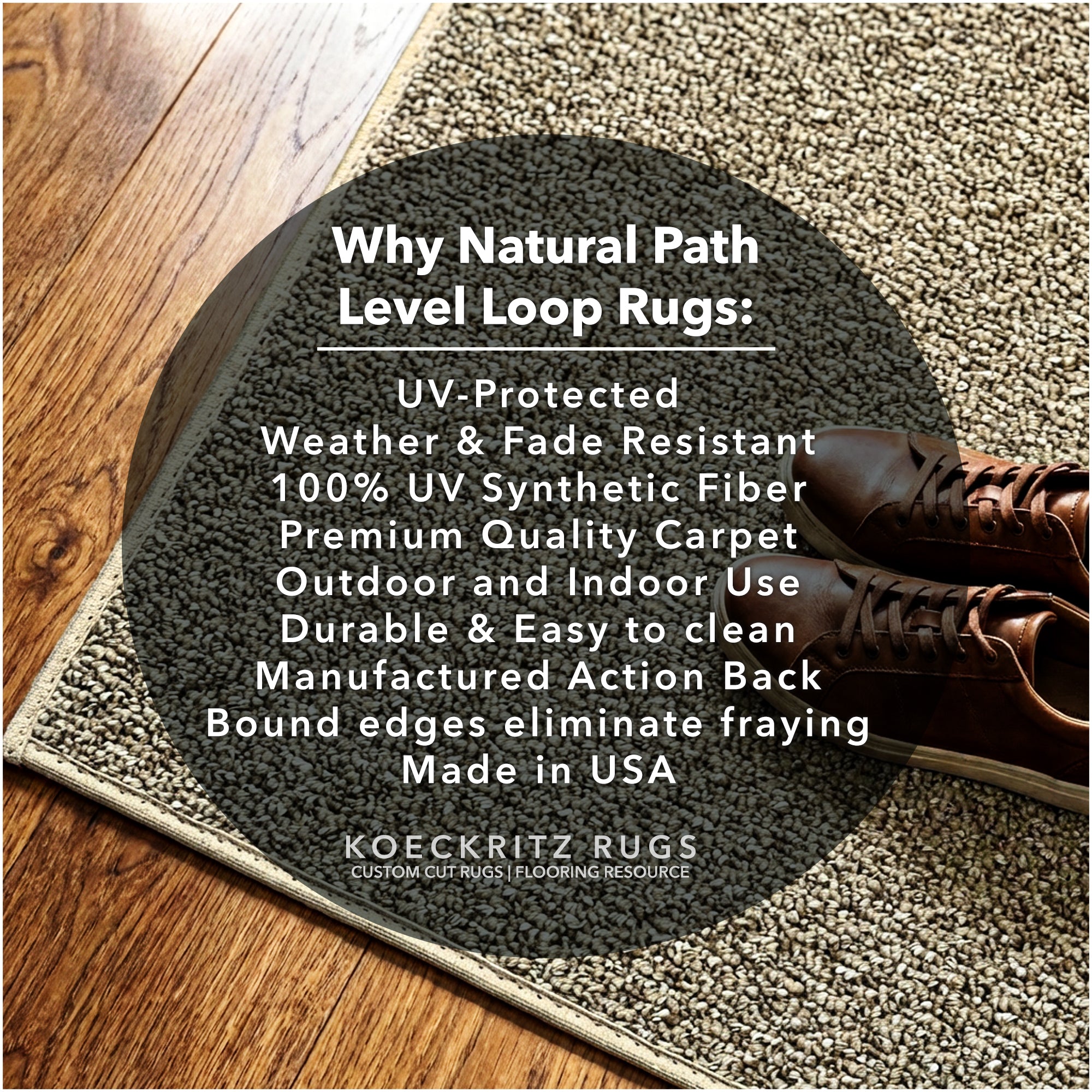 Natural Path Indoor/Outdoor Area Rug – Custom Sizes, 6 Colors