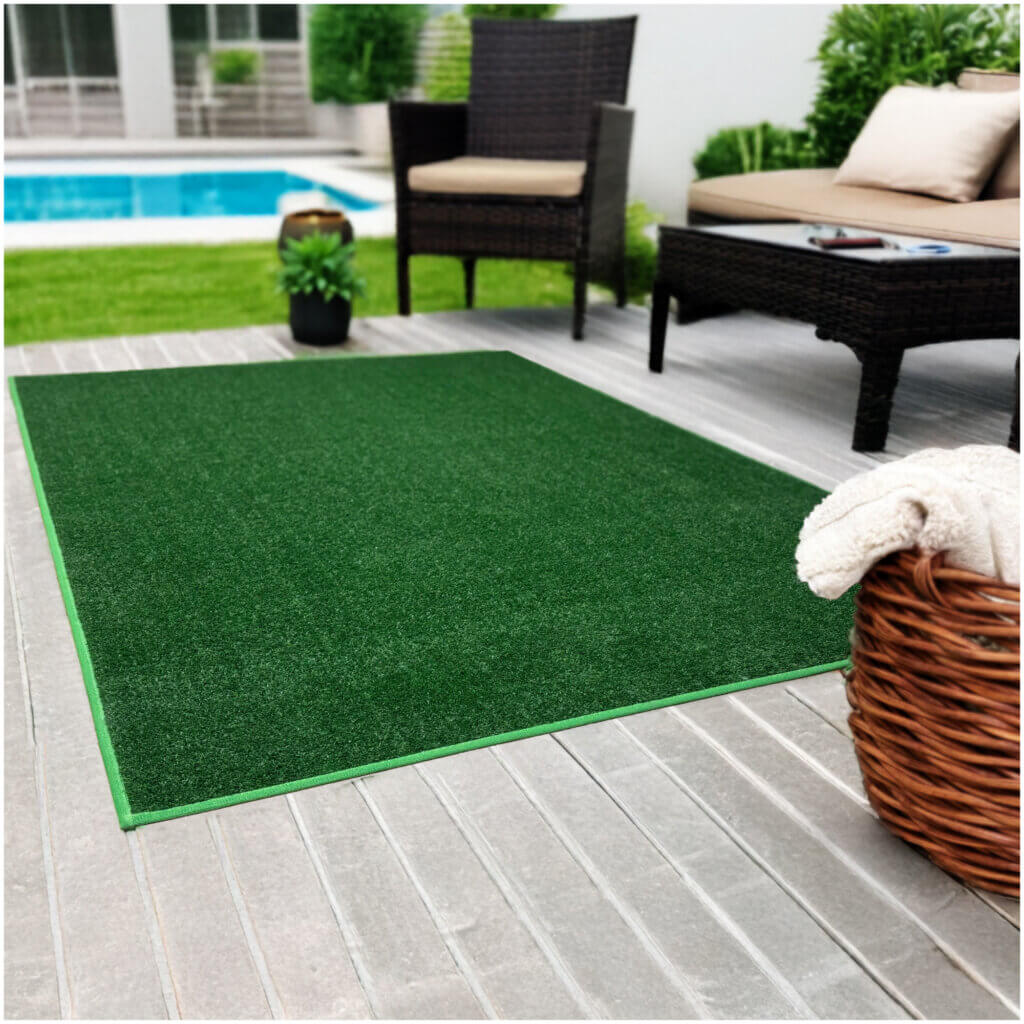 Turftime Artificial Grass Rug – Brown & Green, Custom Sizes