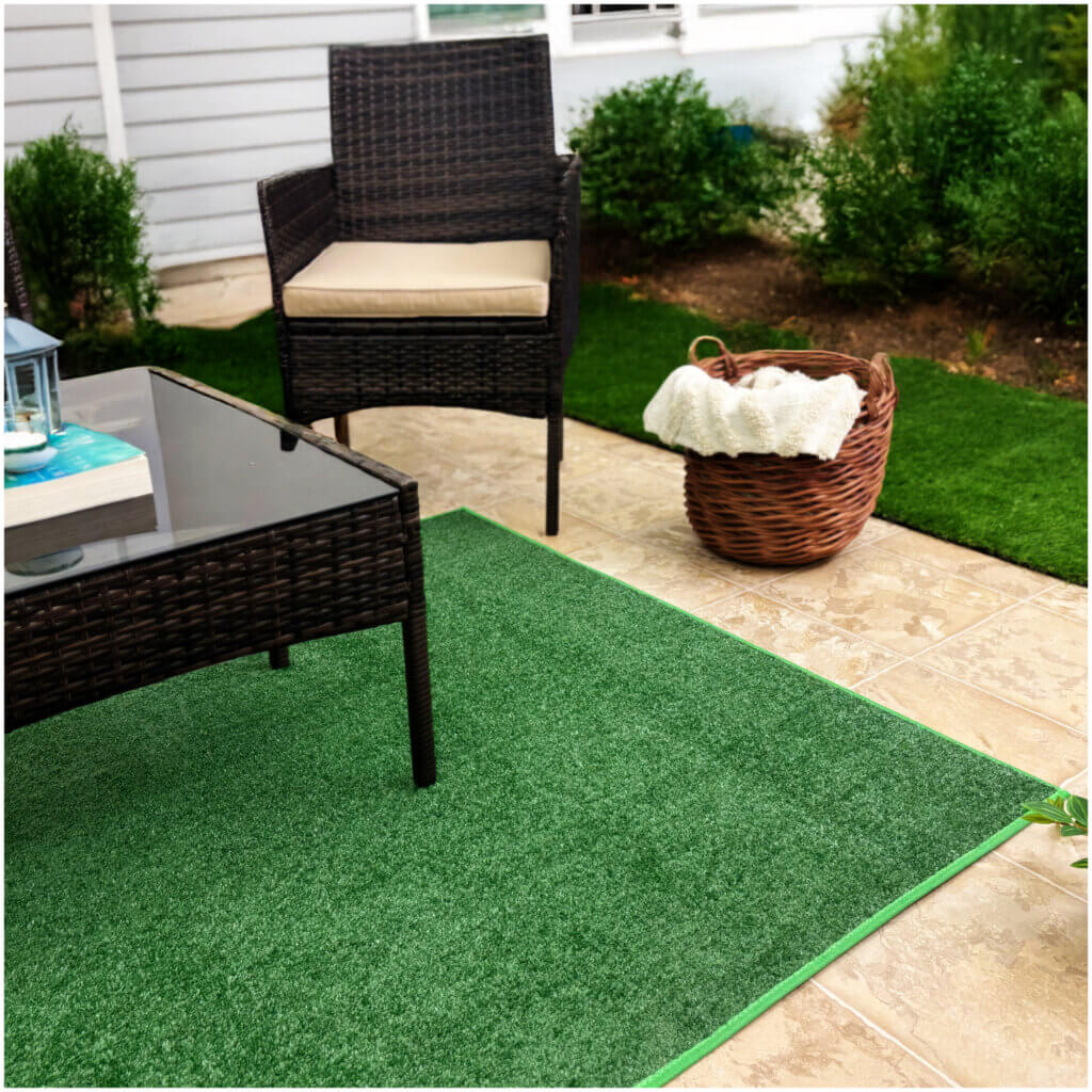Turftime Artificial Grass Rug – Brown & Green, Custom Sizes