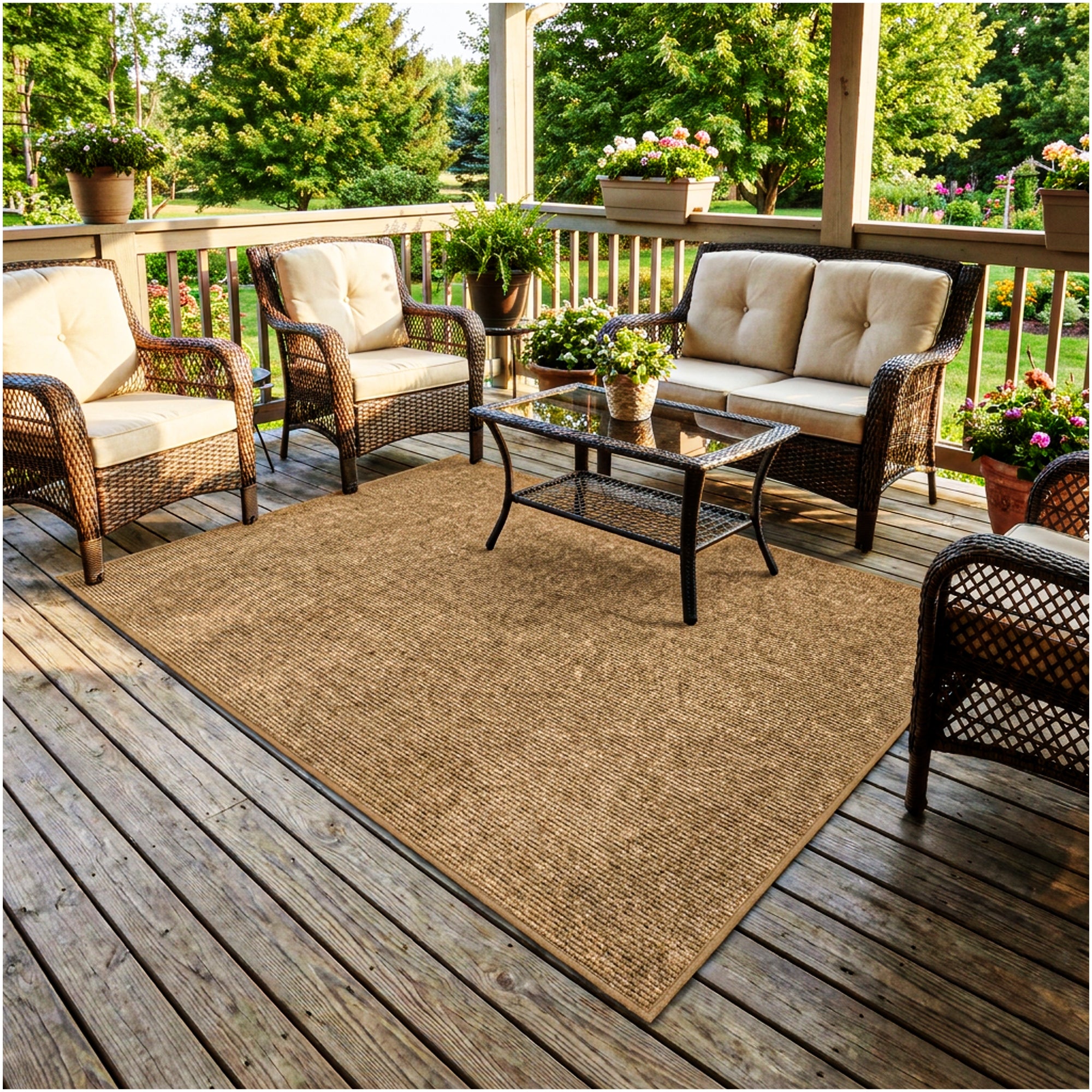 Wassaw Ribbed Indoor/Outdoor Area Rug – Lightweight PET Fiber, 6 Colors