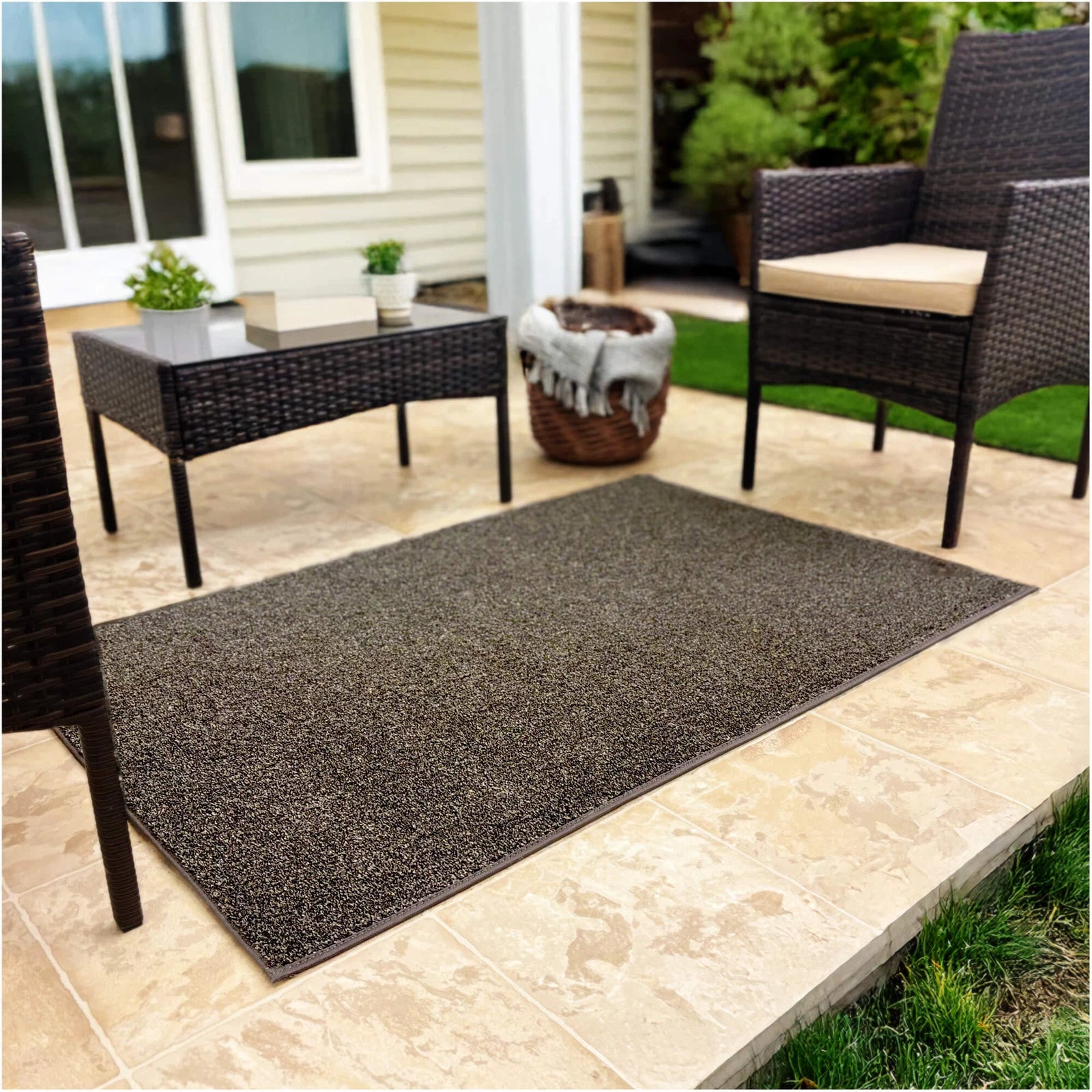 Cabana Tweed Artificial Grass Turf Rug – 3/8” Thick Ultra Turf Carpet, Custom Size, 7 Colors