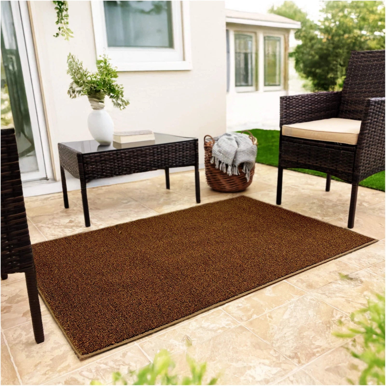 Cabana Tweed Artificial Grass Turf Rug – 3/8” Thick Ultra Turf Carpet, Custom Size, 7 Colors