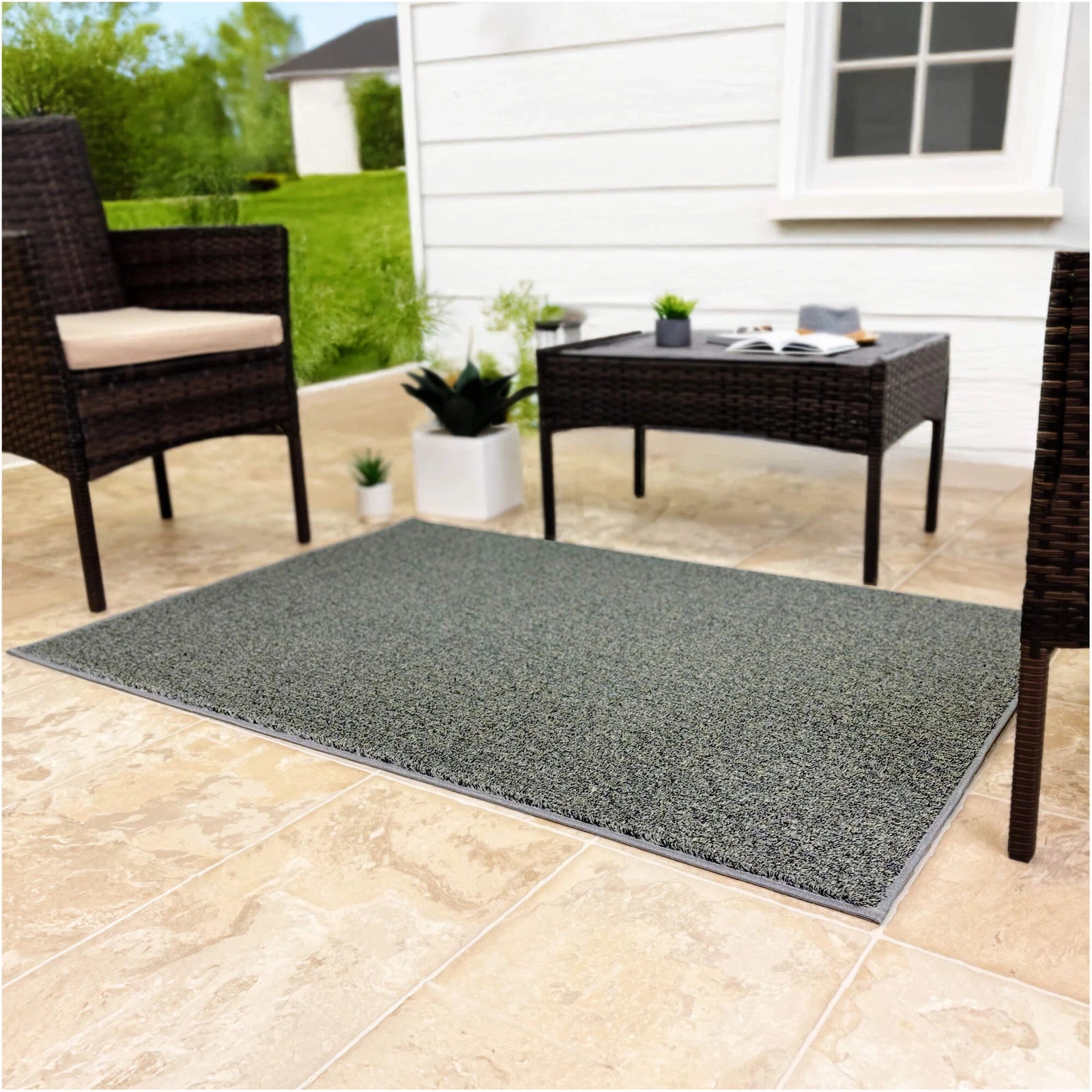 Cabana Tweed Artificial Grass Turf Rug – 3/8” Thick Ultra Turf Carpet, Custom Size, 7 Colors