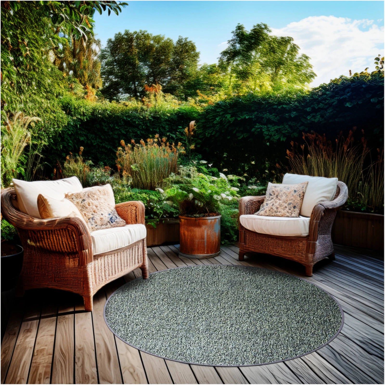 Cabana Tweed Artificial Grass Turf Rug – 3/8” Thick Ultra Turf Carpet, Custom Size, 7 Colors