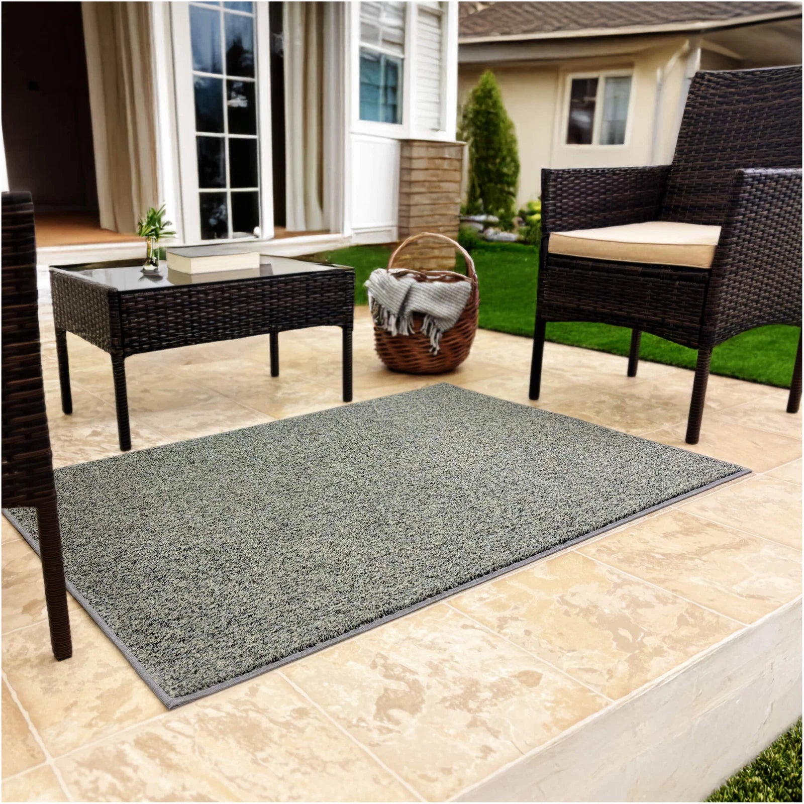 Cabana Tweed Artificial Grass Turf Rug – 3/8” Thick Ultra Turf Carpet, Custom Size, 7 Colors