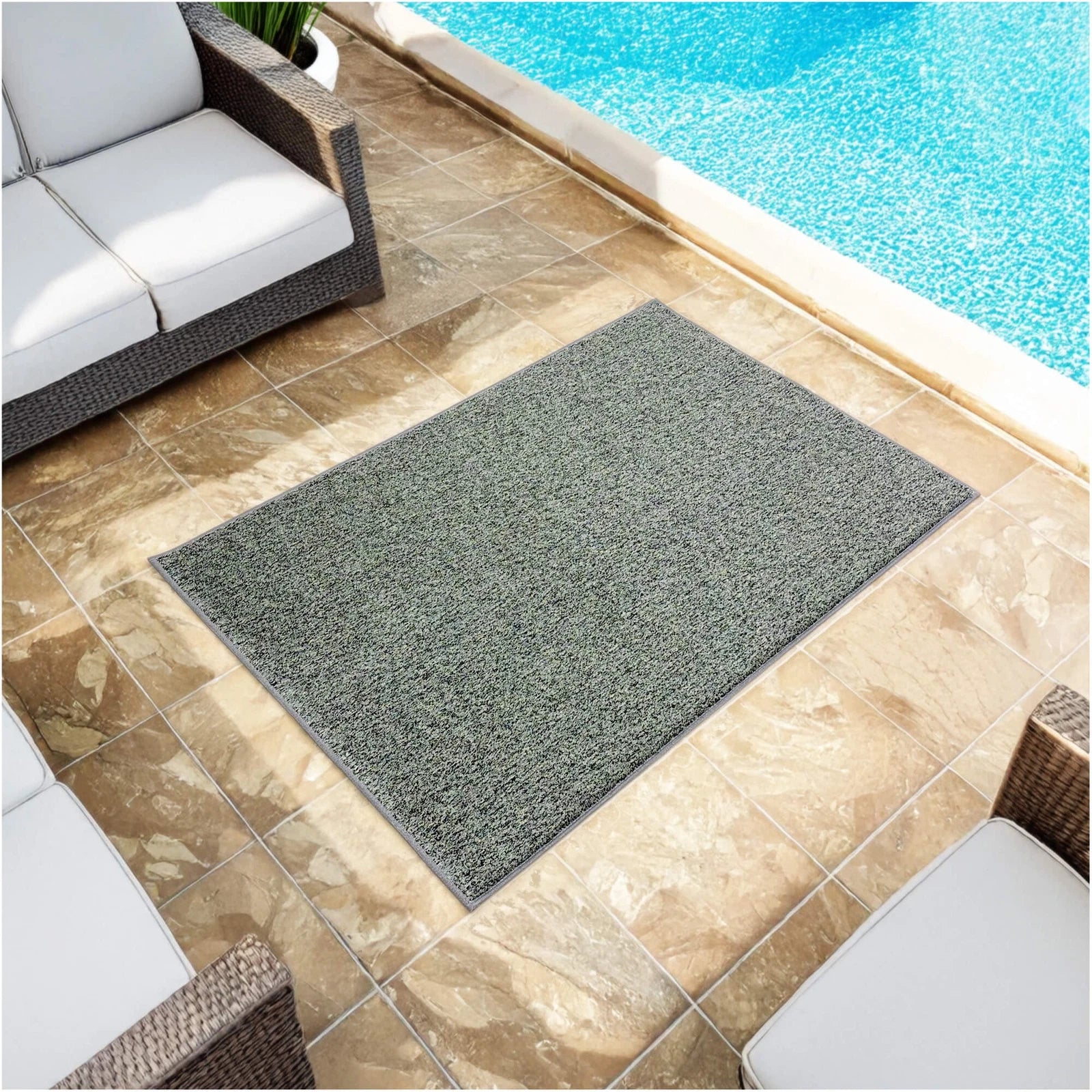 Cabana Tweed Artificial Grass Turf Rug – 3/8” Thick Ultra Turf Carpet, Custom Size, 7 Colors