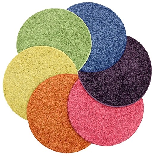 Children’s Carpet Circle Seats – Bright Multi, 18” Round Classroom Floor Cushions