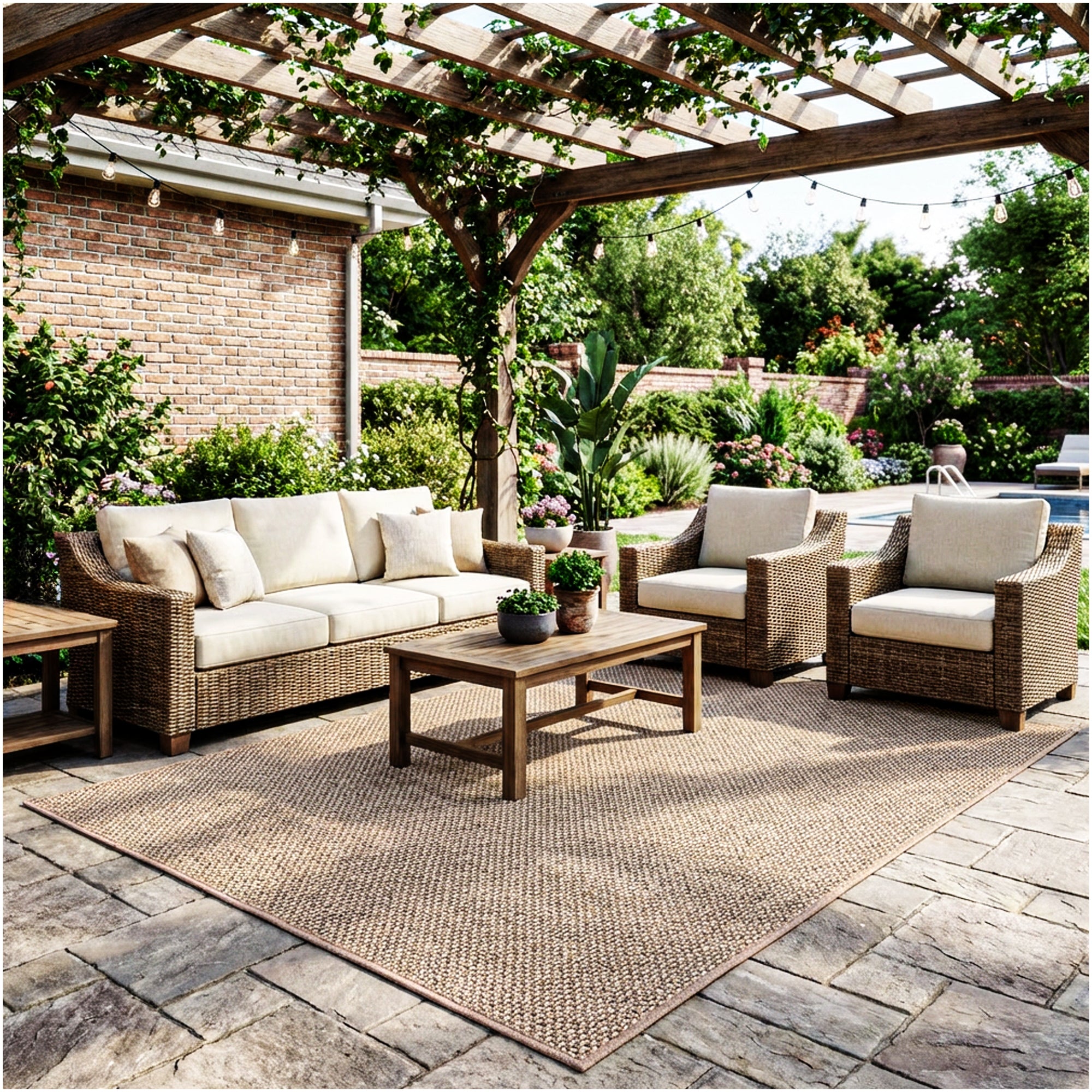 Berber Indoor-Outdoor Area Rug & Runner – Neutral Tones, Custom Sizes