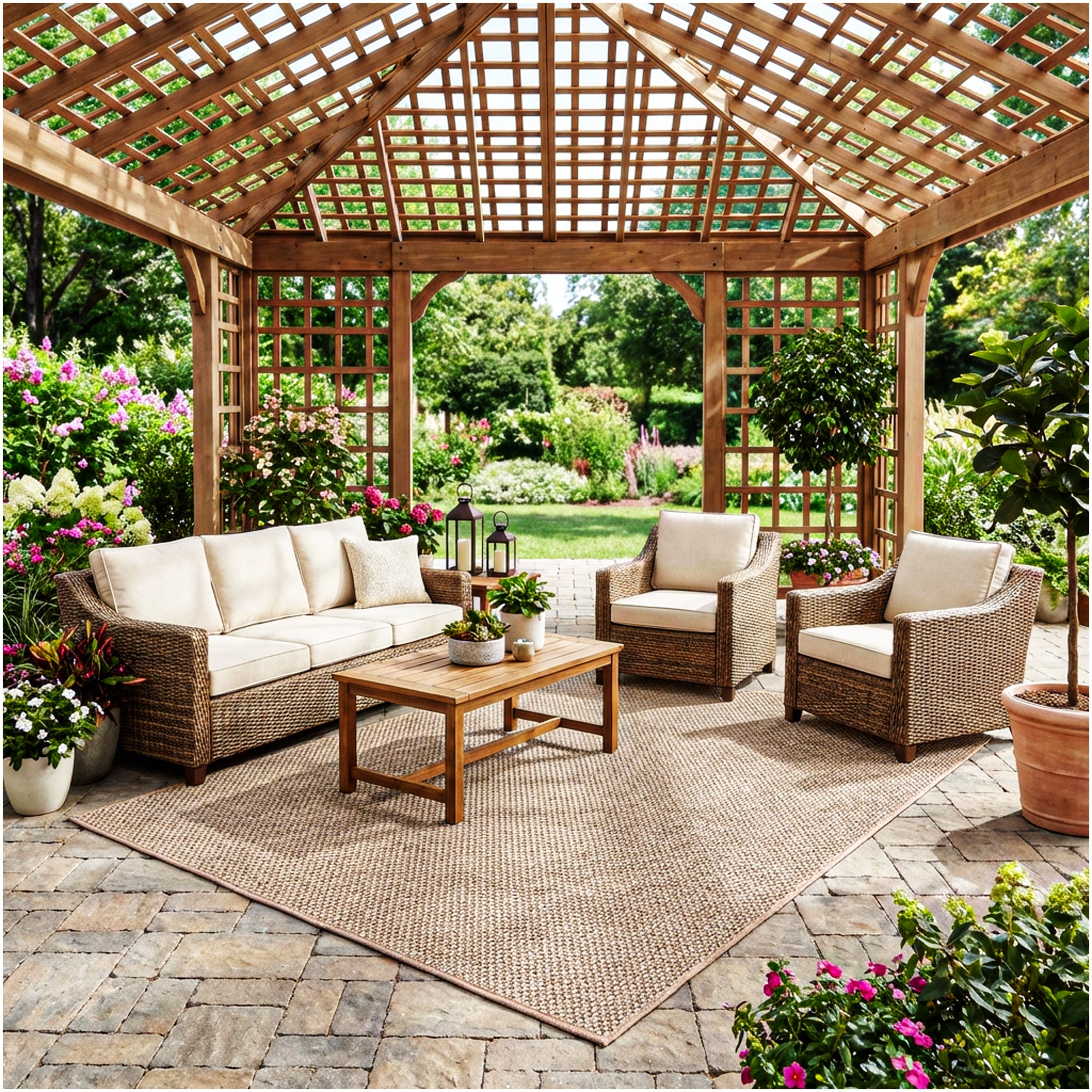 Berber Indoor-Outdoor Area Rug & Runner – Neutral Tones, Custom Sizes