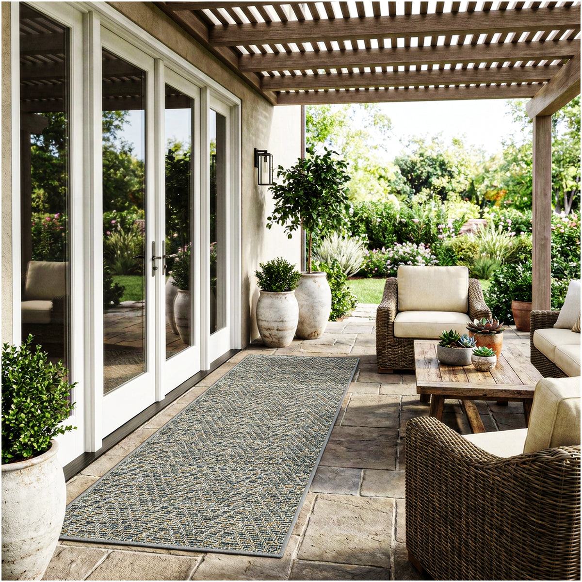 Tortola Chevron Indoor-Outdoor Area Rug | Custom Sizes Available