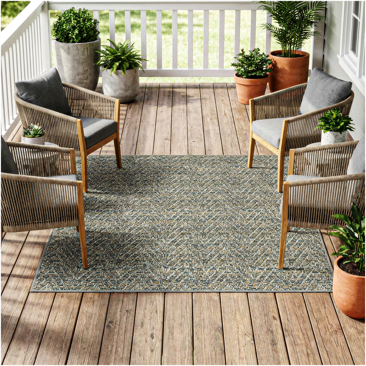 Tortola Chevron Indoor-Outdoor Area Rug | Custom Sizes Available