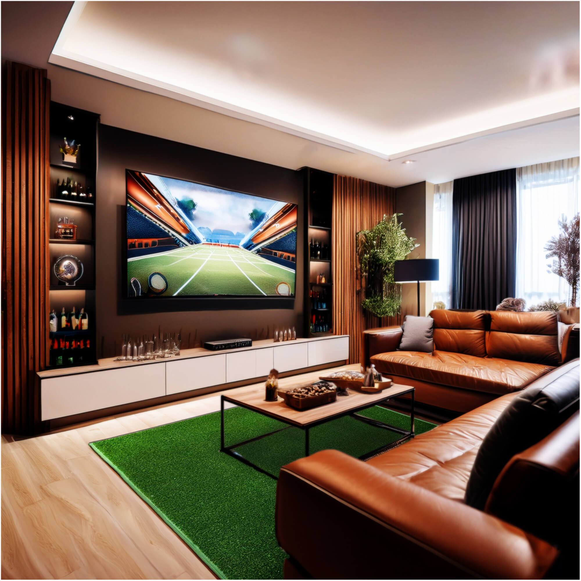 Cabana Tweed Artificial Grass Turf Rug – 3/8” Thick Ultra Turf Carpet, Custom Size, 7 Colors