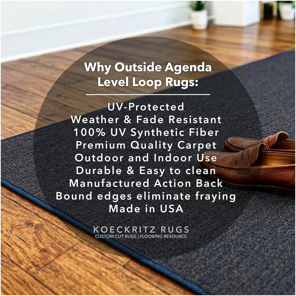 Outside Agenda Indoor Outdoor Rug | Durable Level Loop Rug in Custom Sizes