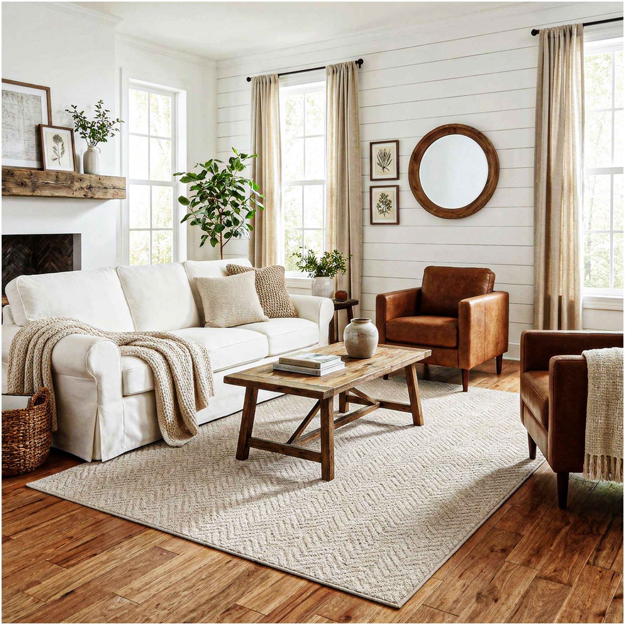 Neutral Geometric Weave Indoor Area Rug | Standard Sizes & Colors