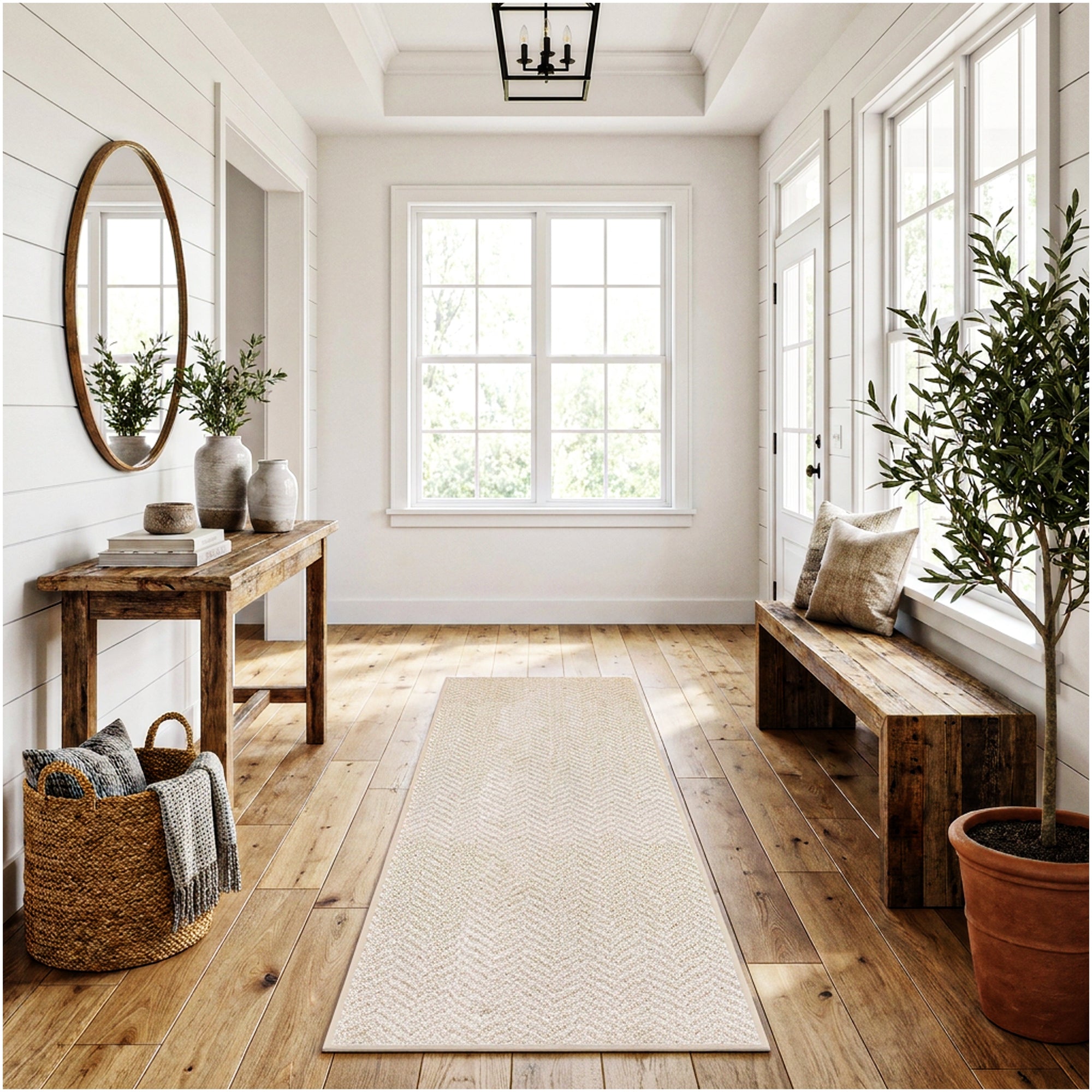 Neutral Geometric Weave Indoor Area Rug | Standard Sizes & Colors
