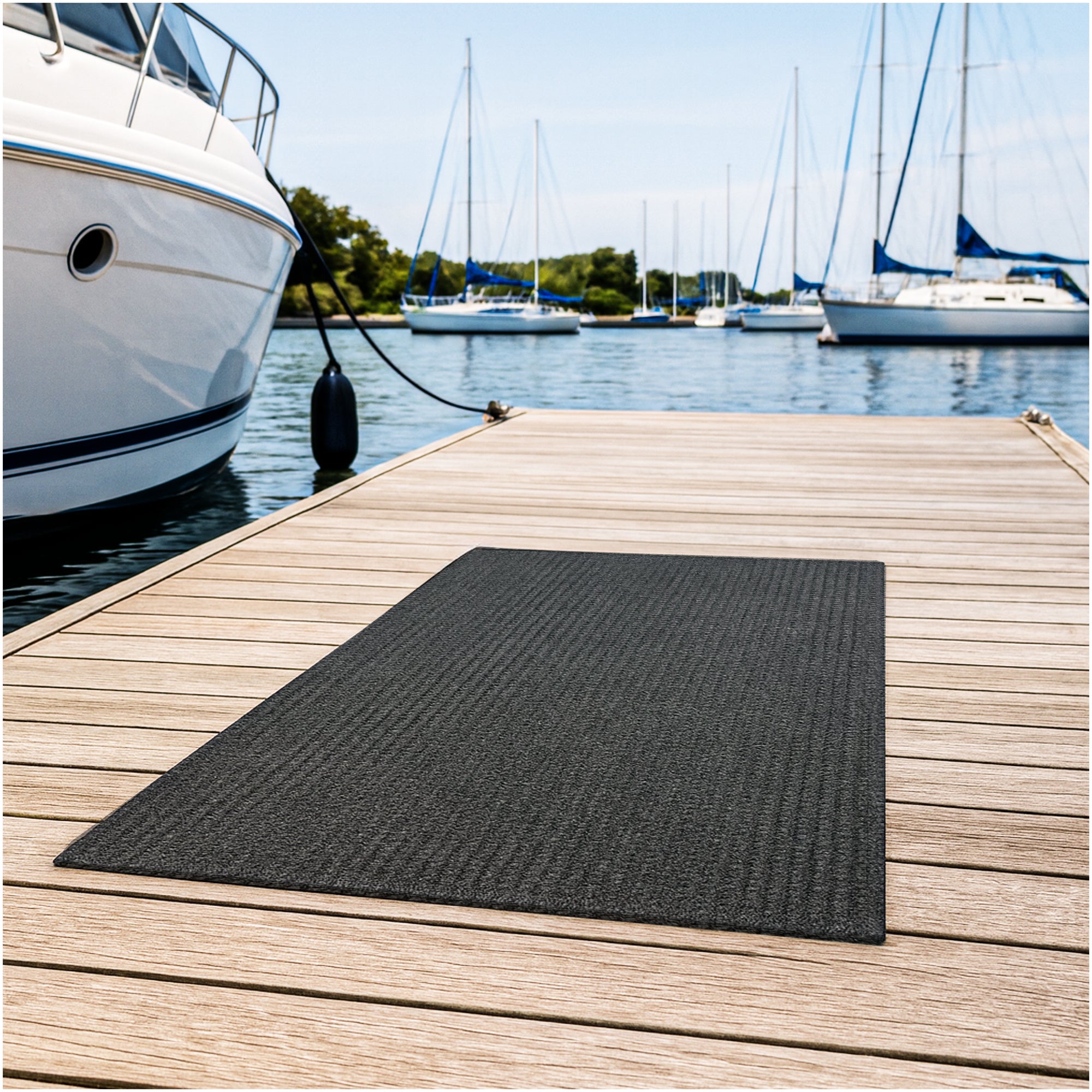 Interlace Waffle Pattern Indoor & Outdoor Rug – Eco-Friendly PET Fiber, Custom Sizes