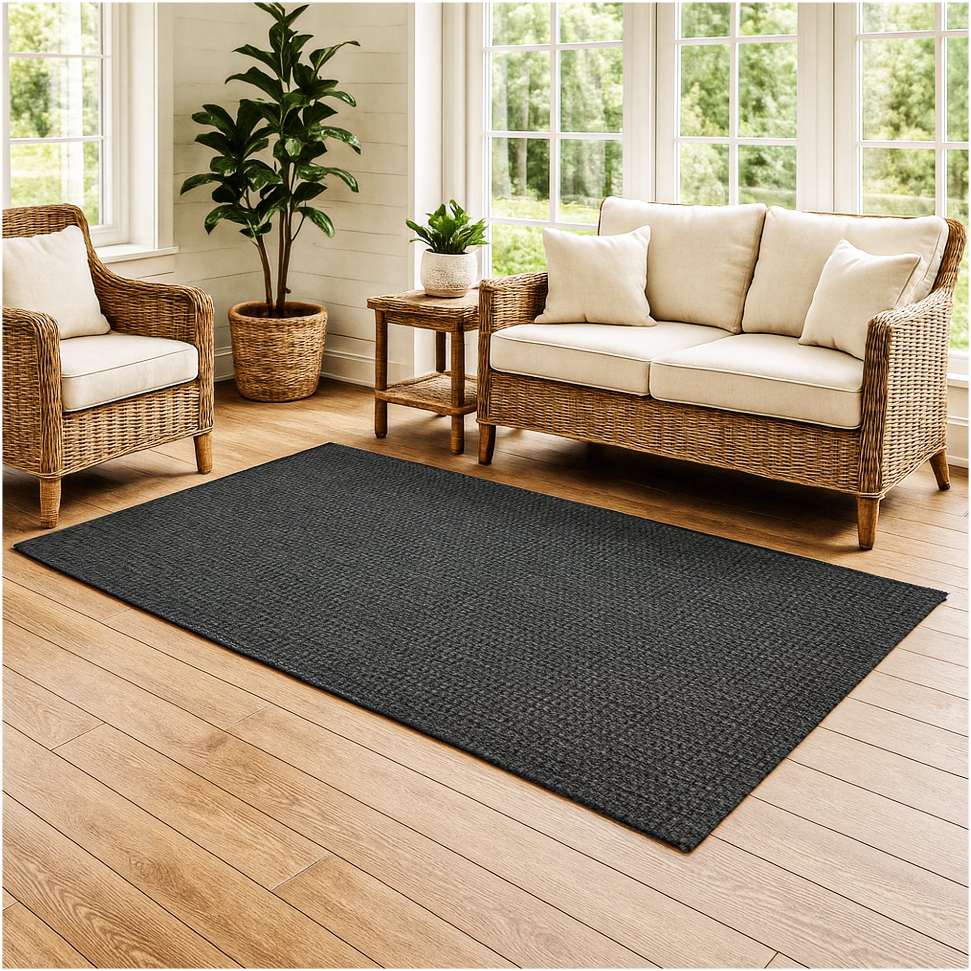 Interlace Waffle Pattern Indoor & Outdoor Rug – Eco-Friendly PET Fiber, Custom Sizes