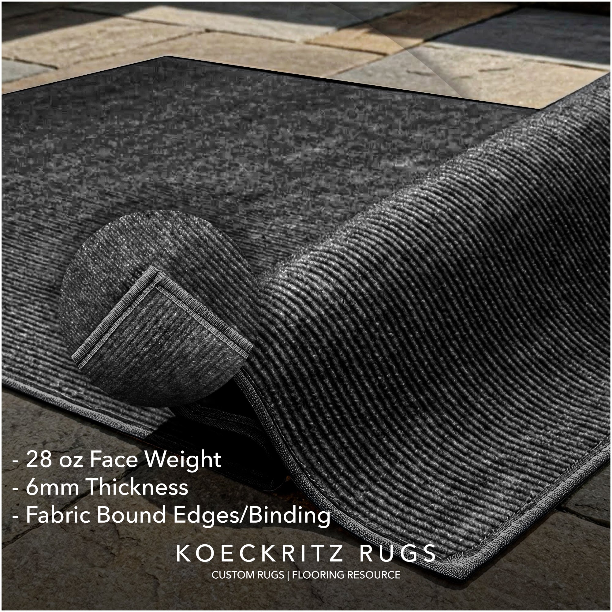 Wassaw Ribbed Indoor/Outdoor Area Rug – Lightweight PET Fiber, 6 Colors
