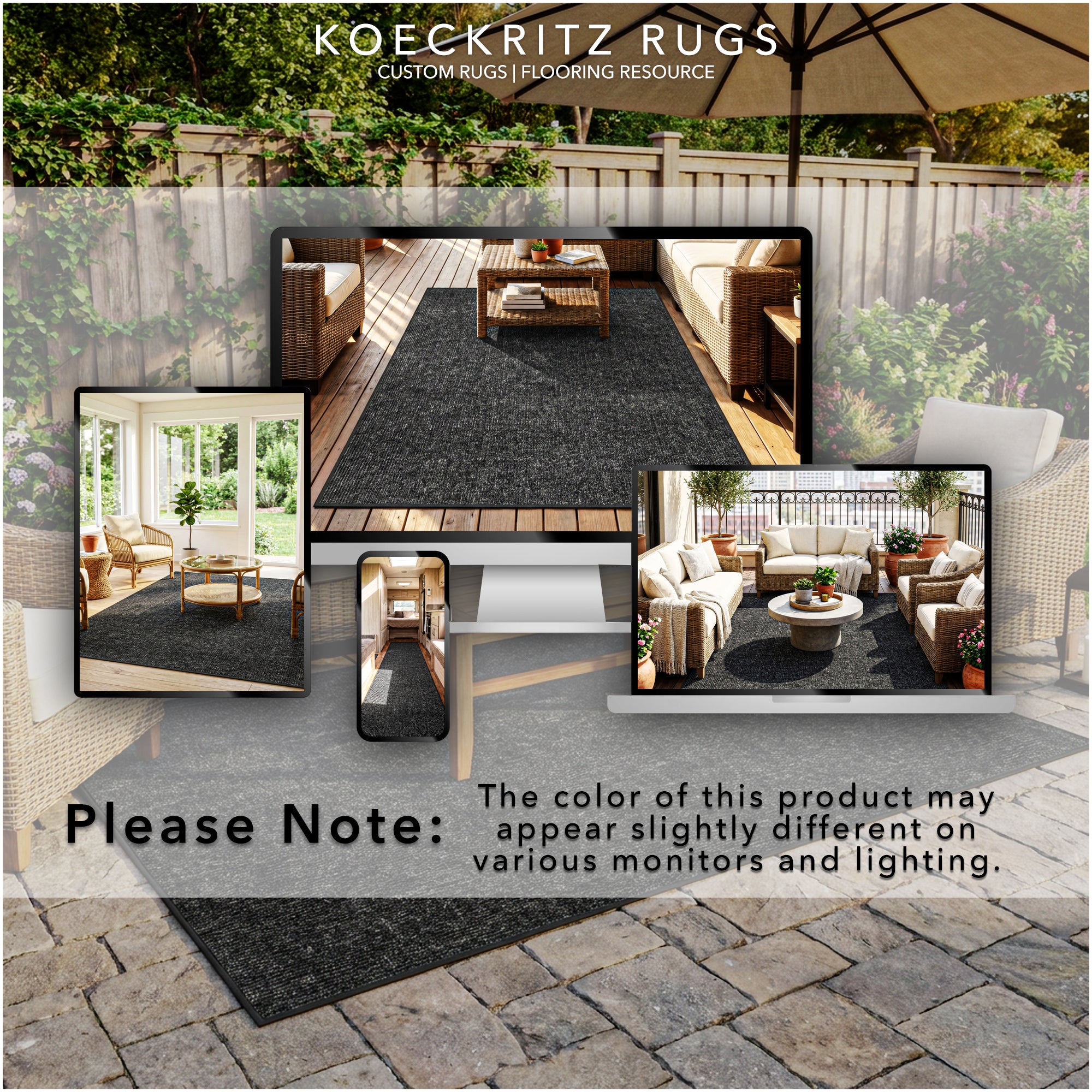 Wassaw Ribbed Indoor/Outdoor Area Rug – Lightweight PET Fiber, 6 Colors