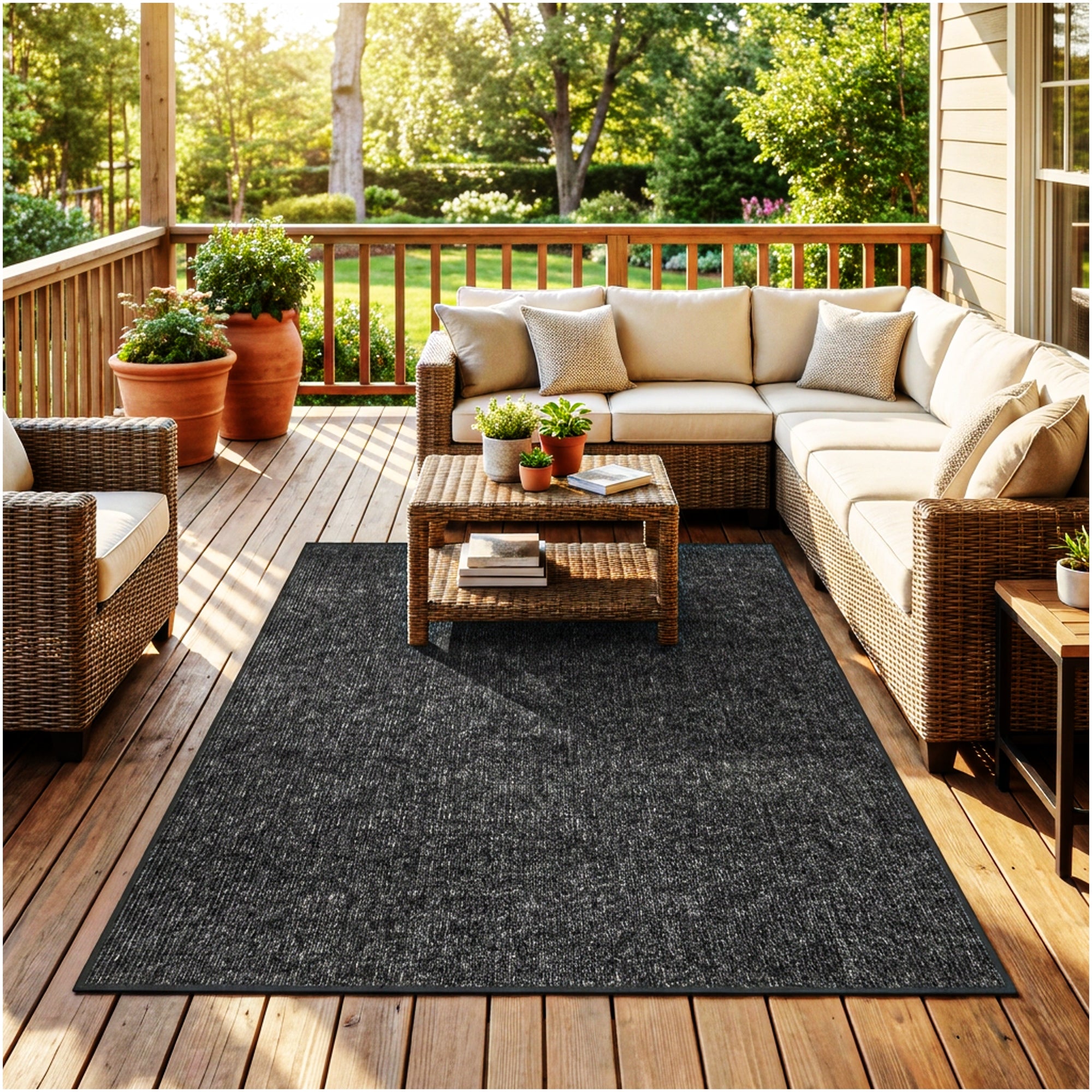 Wassaw Ribbed Indoor/Outdoor Area Rug – Lightweight PET Fiber, 6 Colors