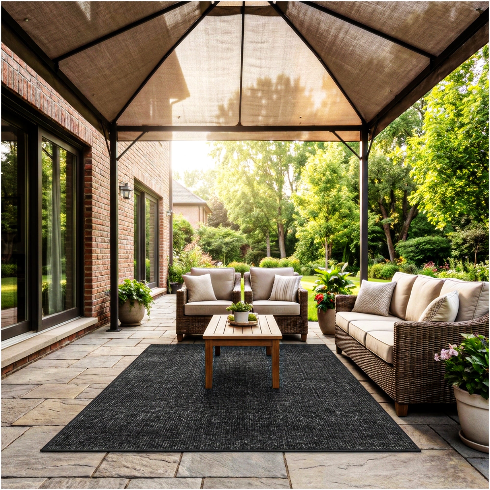 Wassaw Ribbed Indoor/Outdoor Area Rug – Lightweight PET Fiber, 6 Colors