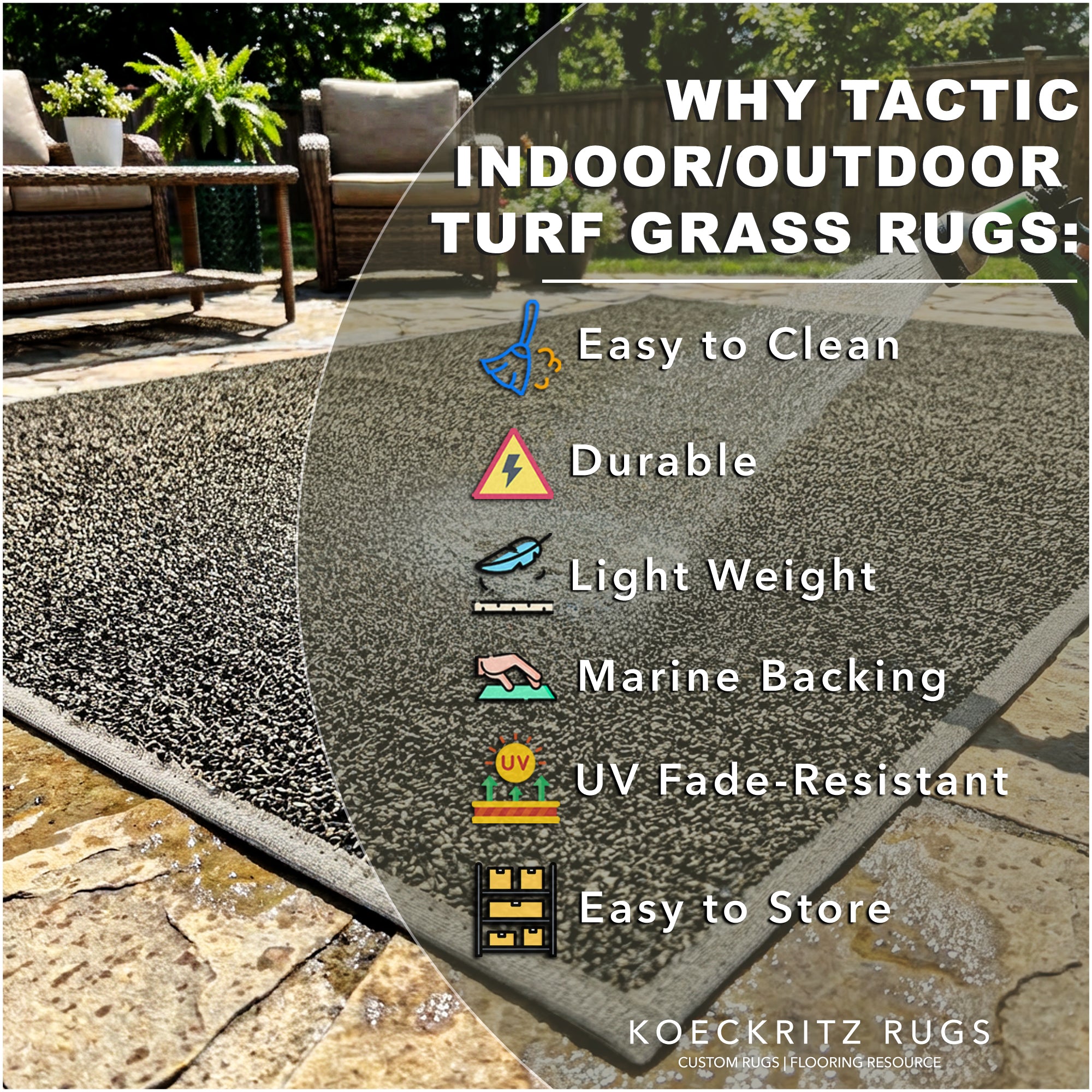 Indoor/Outdoor Artificial Grass Rugs – Lightweight, Standard Sizes, 6 Colors