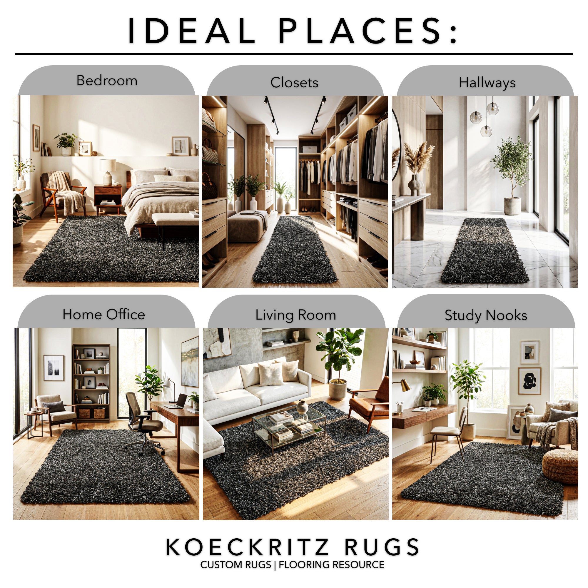 Black Marble Shag Area Rug | Ultra Soft Plush Rectangle Rug