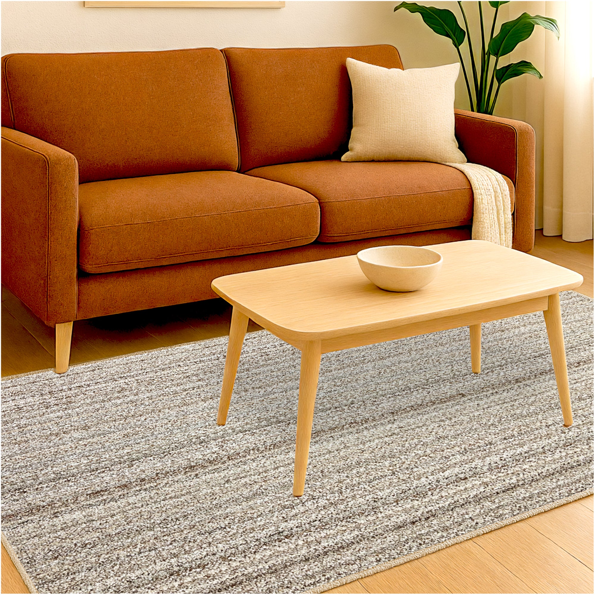 Boho Striped Beige Recycled Berber Loop Area Rug – Custom Size Indoor Carpet