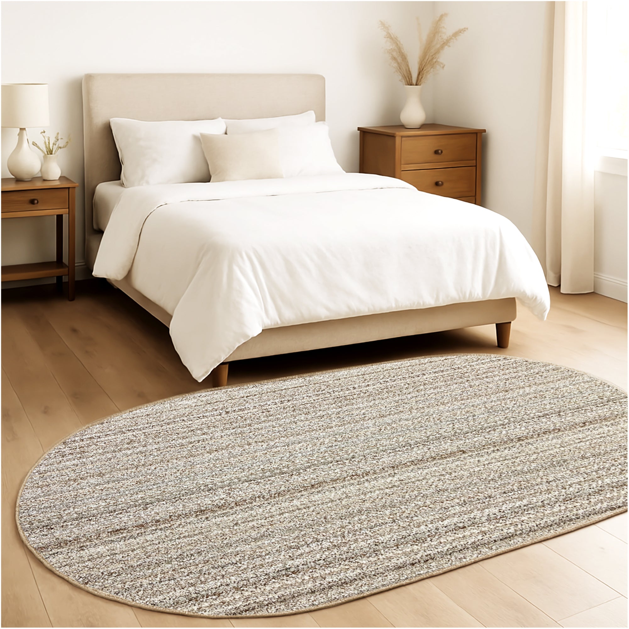 Boho Striped Beige Recycled Berber Loop Area Rug – Custom Size Indoor Carpet