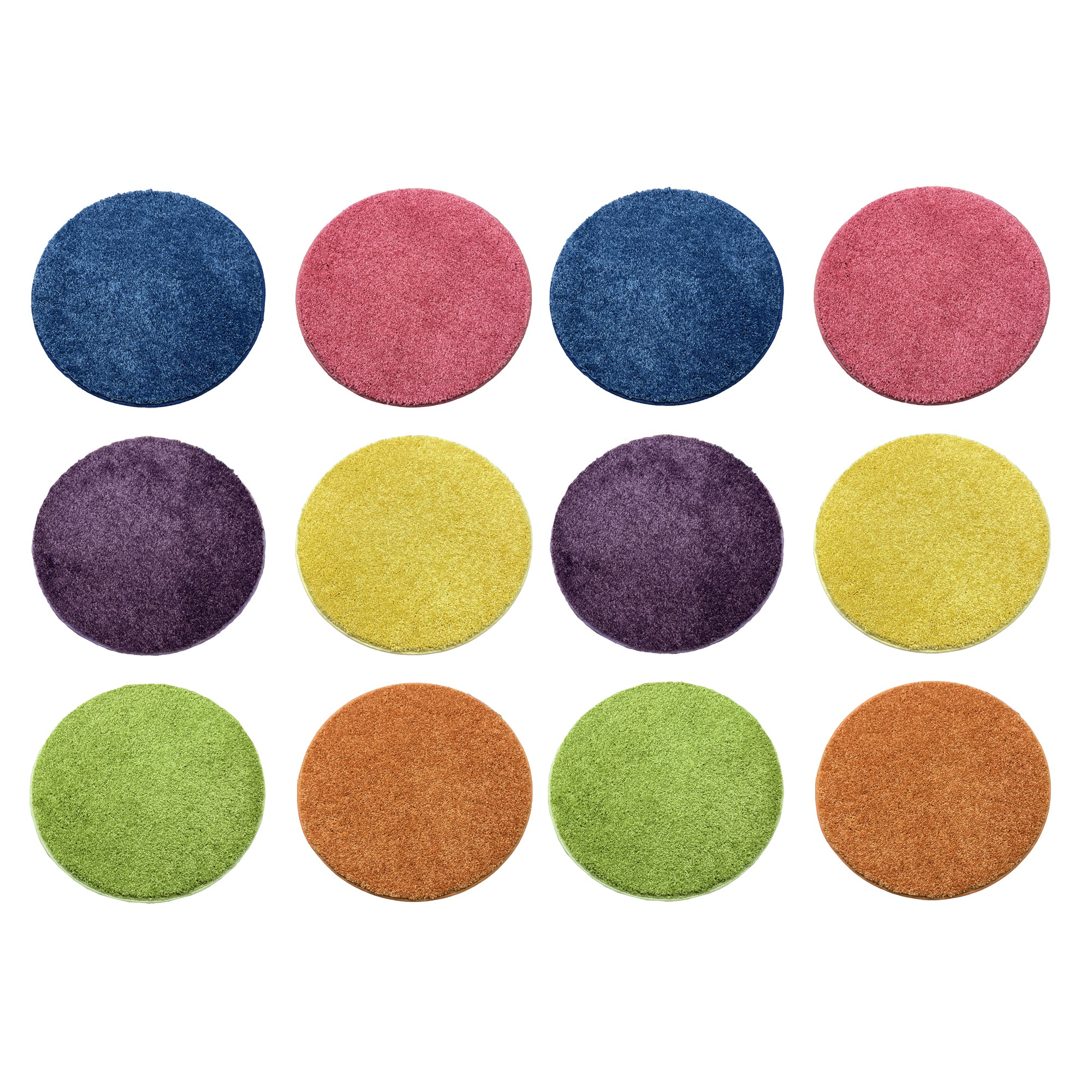 Children’s Carpet Circle Seats – Bright Multi, 18” Round Classroom Floor Cushions