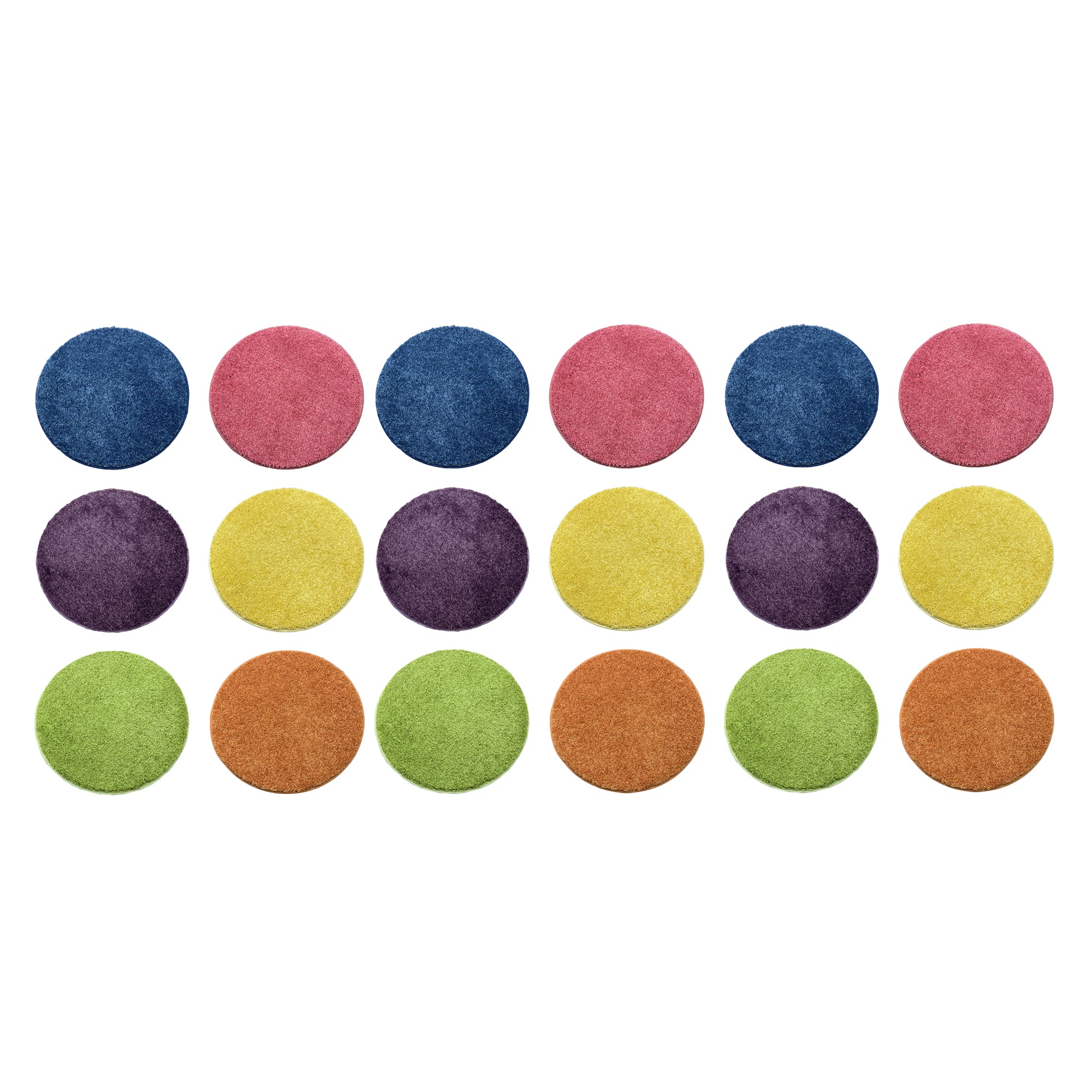 Children’s Carpet Circle Seats – Bright Multi, 18” Round Classroom Floor Cushions