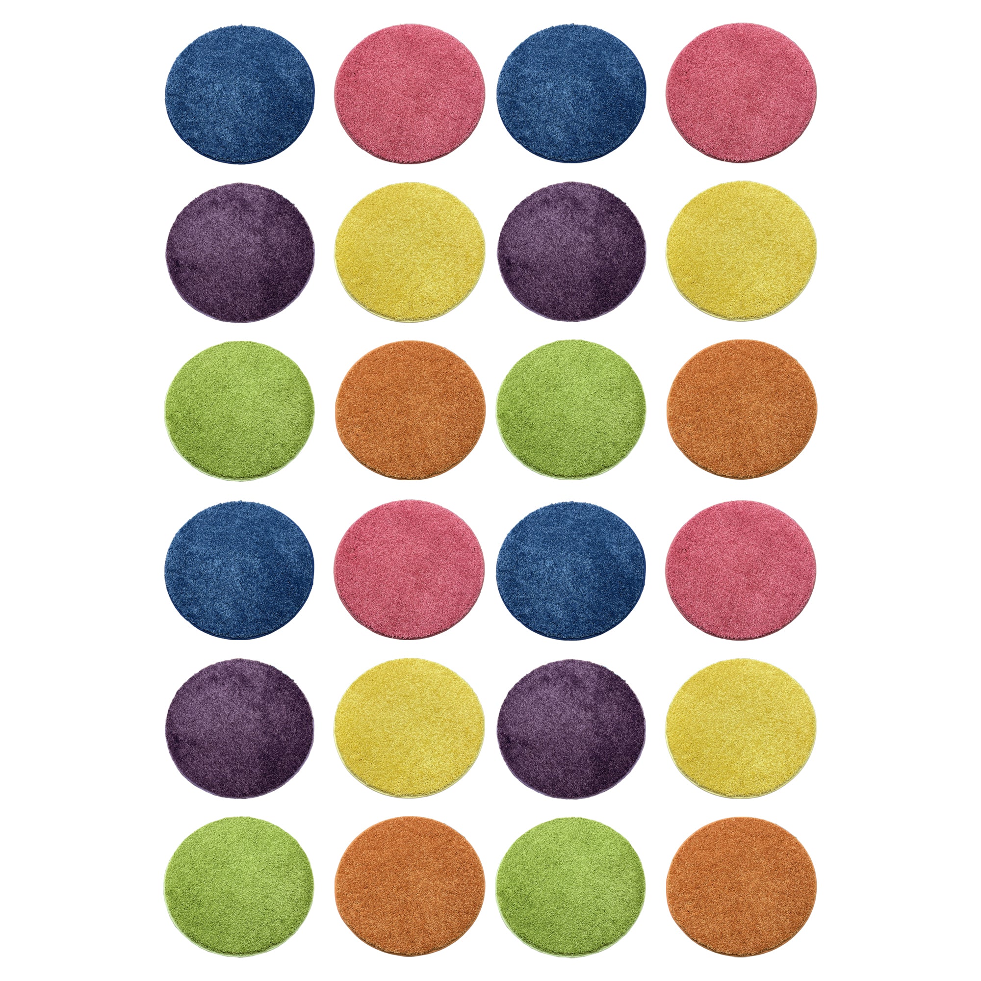 Children’s Carpet Circle Seats – Bright Multi, 18” Round Classroom Floor Cushions