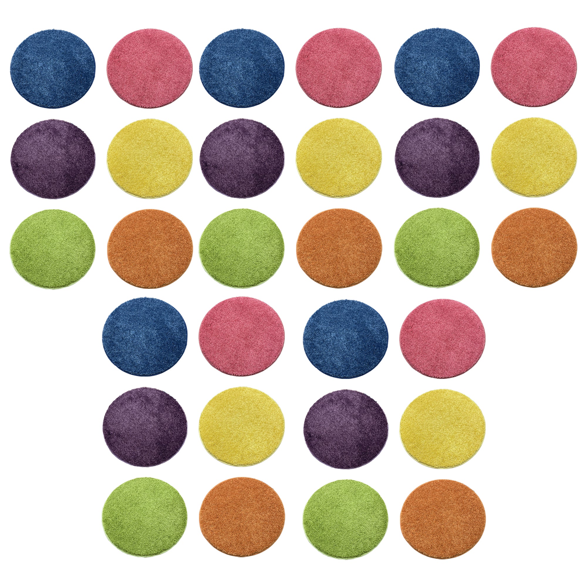 Children’s Carpet Circle Seats – Bright Multi, 18” Round Classroom Floor Cushions