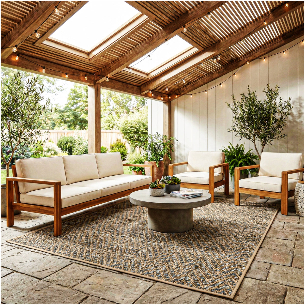 Tortola Chevron Indoor-Outdoor Area Rug | Custom Sizes Available