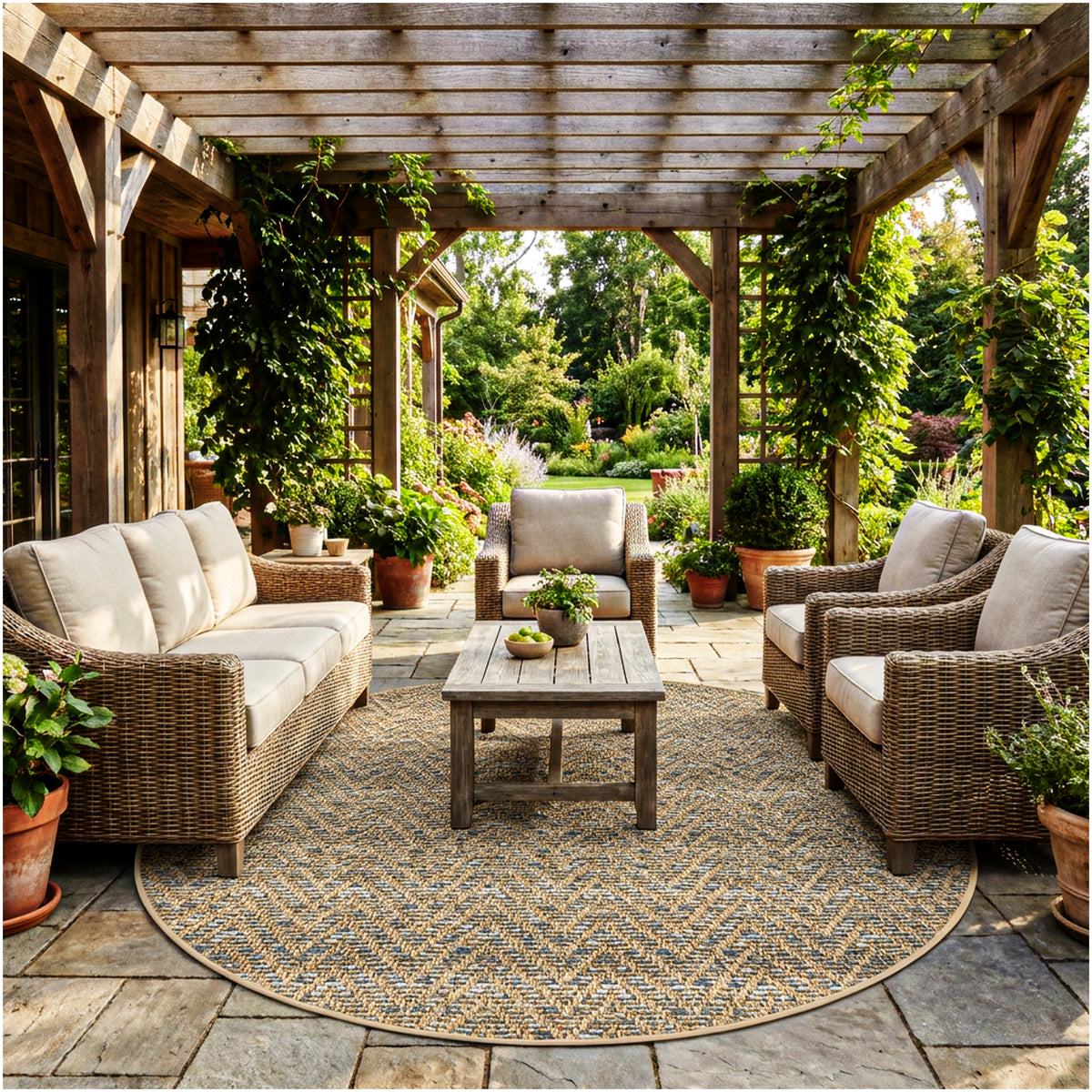 Tortola Chevron Indoor-Outdoor Area Rug | Custom Sizes Available