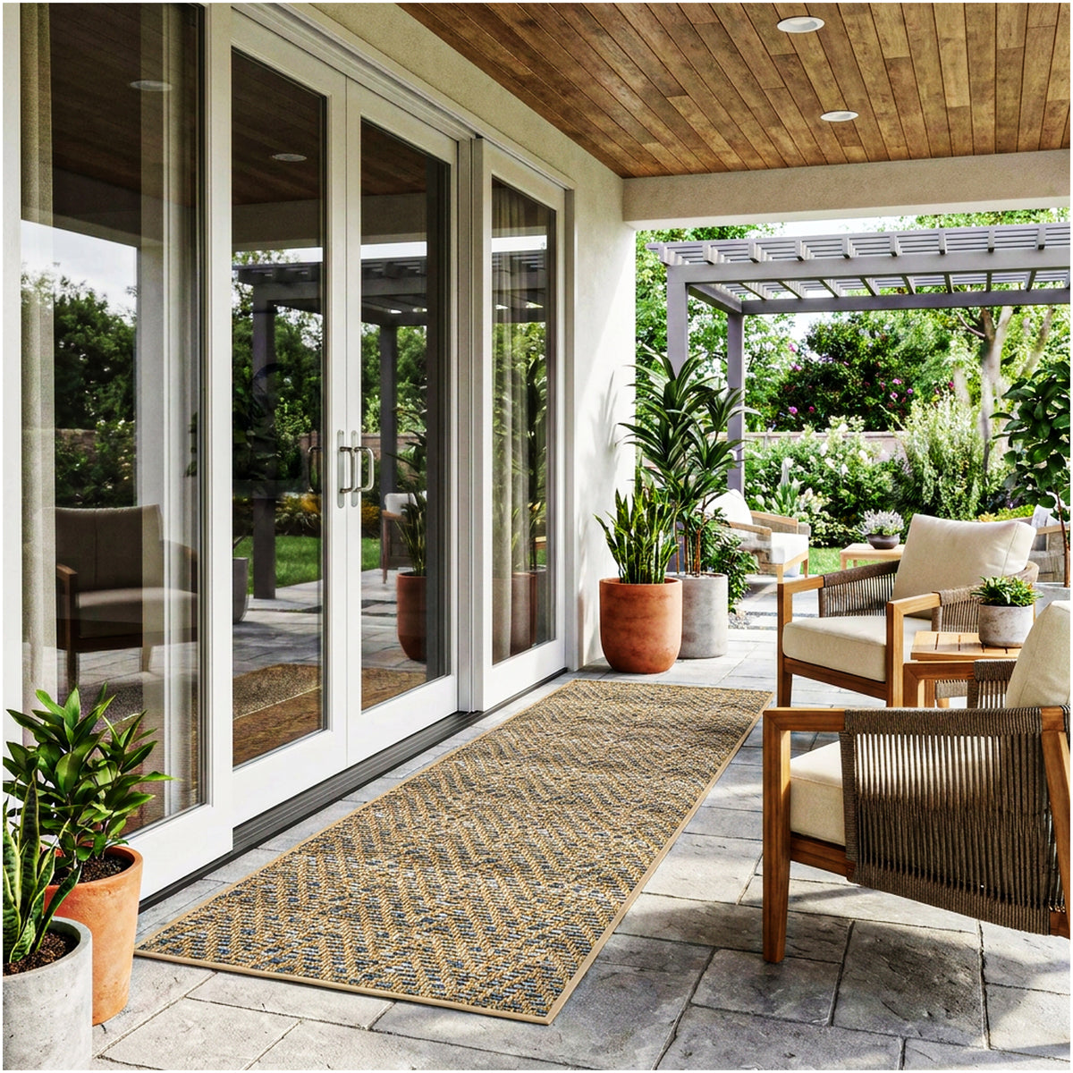 Tortola Chevron Indoor-Outdoor Area Rug | Custom Sizes Available