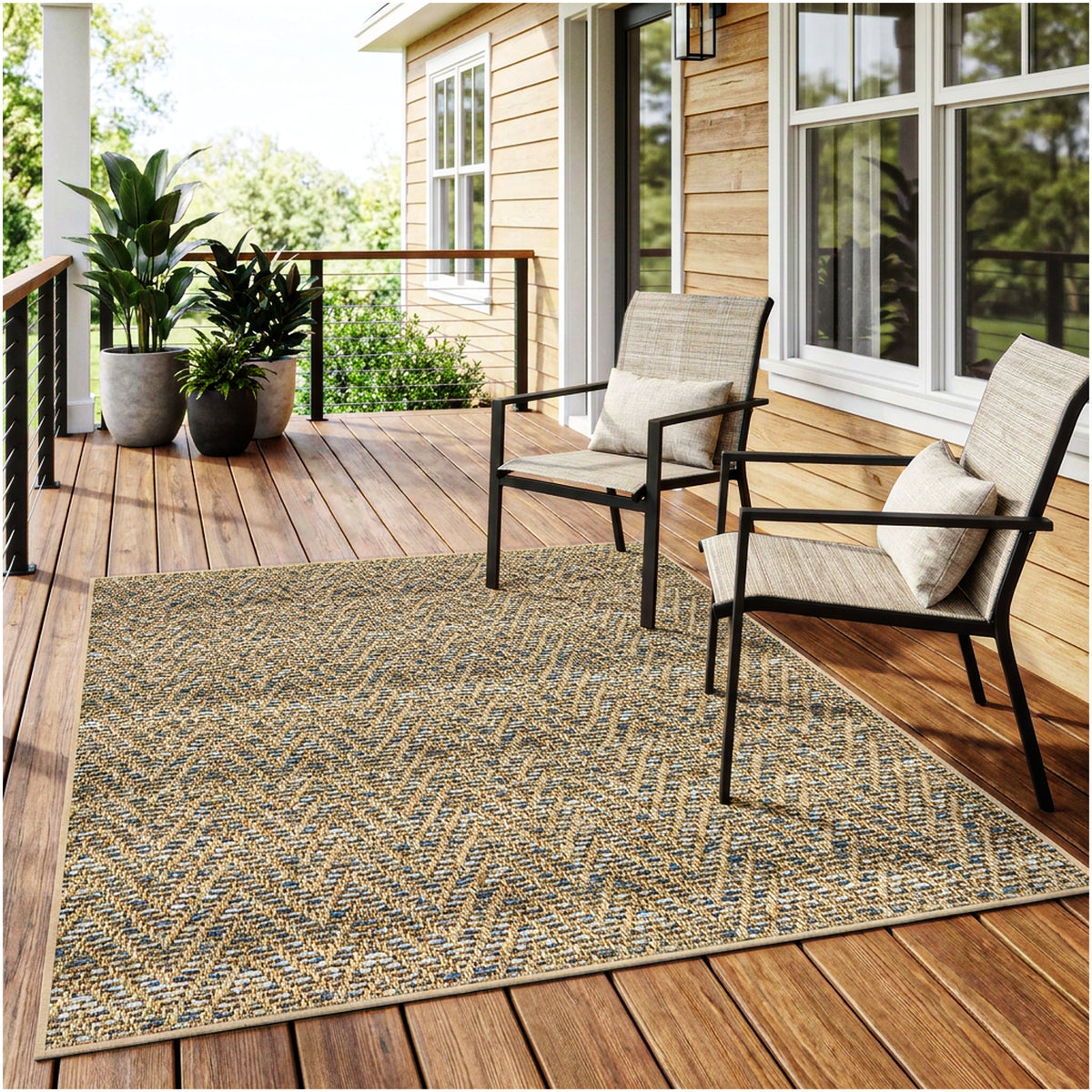 Tortola Chevron Indoor-Outdoor Area Rug | Custom Sizes Available
