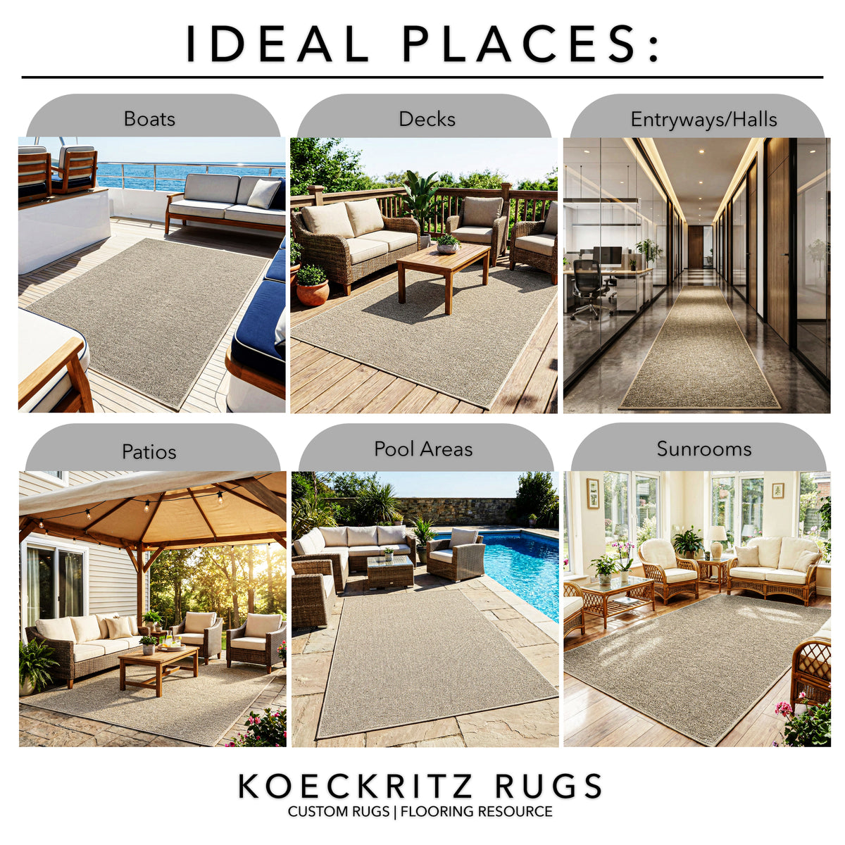 Outside Agenda Indoor Outdoor Rug | Durable Level Loop Rug in Custom Sizes