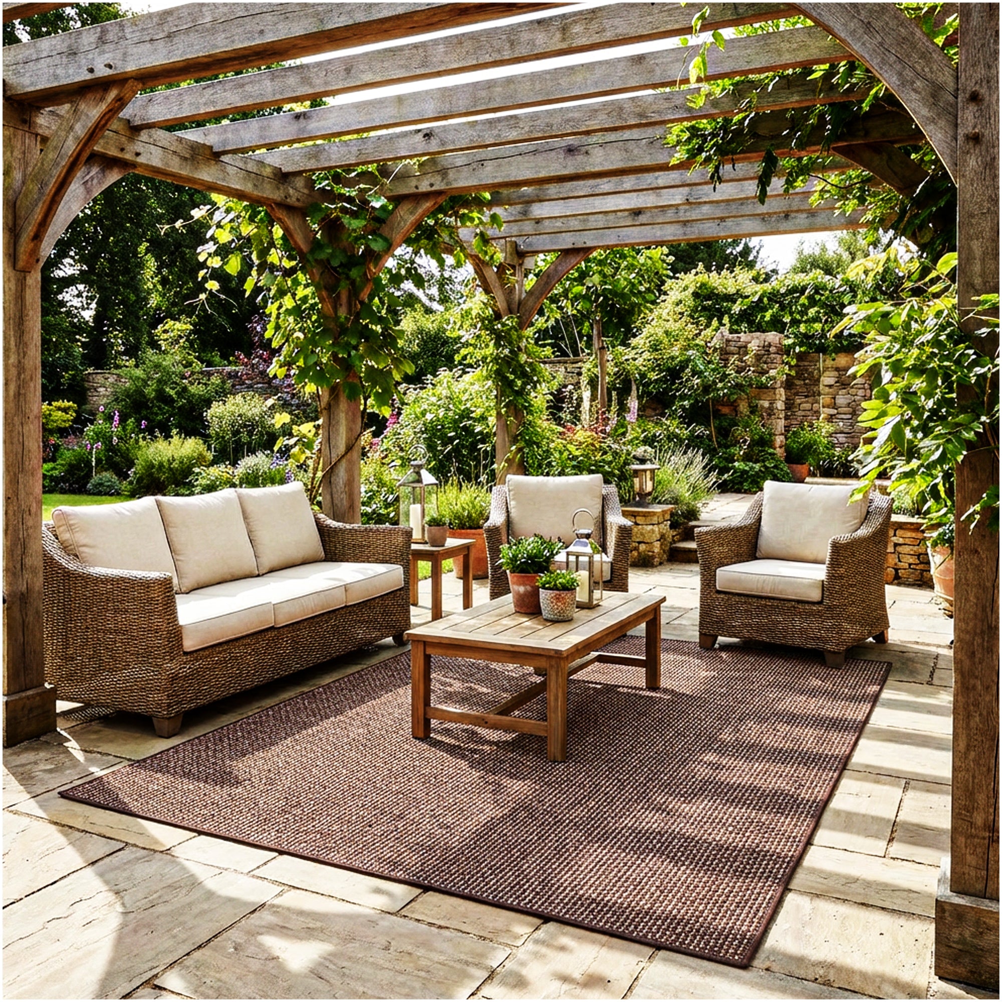 Berber Indoor-Outdoor Area Rug & Runner – Neutral Tones, Custom Sizes