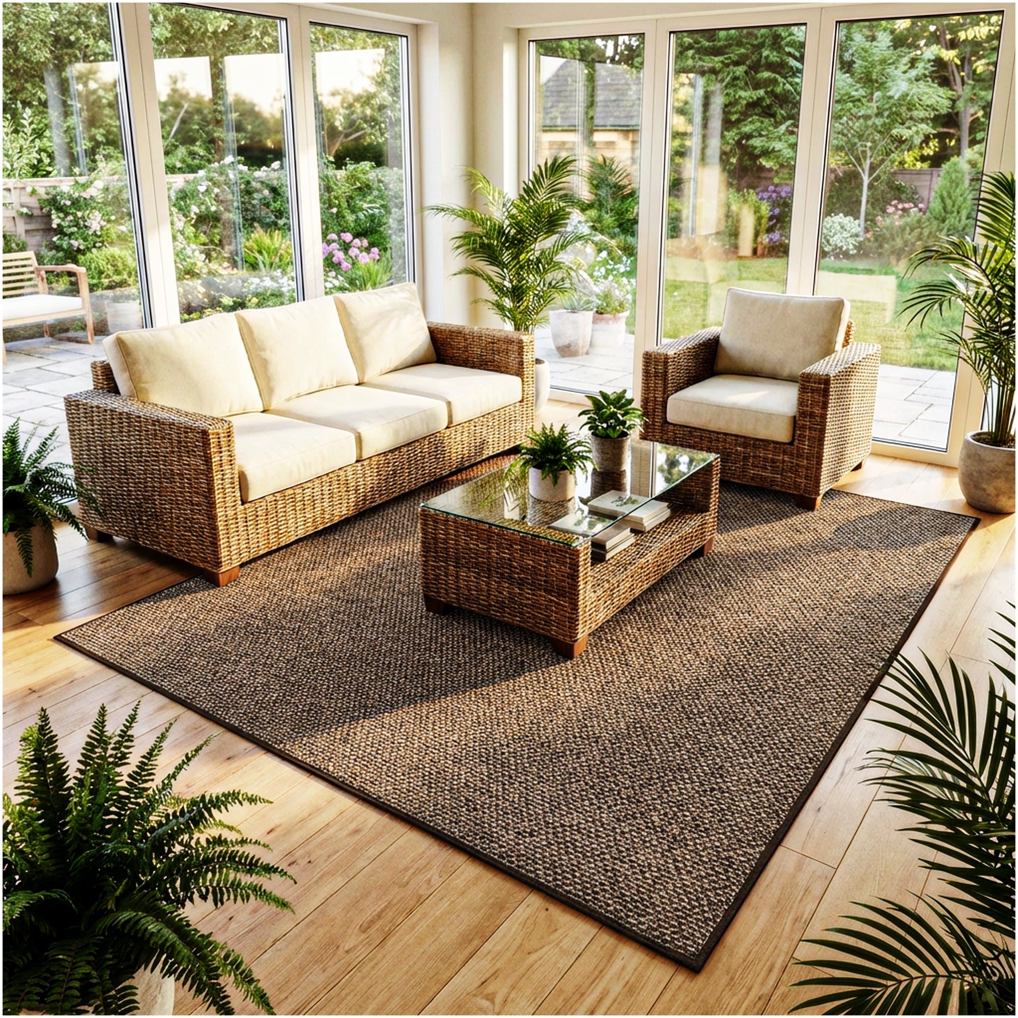 Berber Indoor-Outdoor Area Rug & Runner – Neutral Tones, Custom Sizes