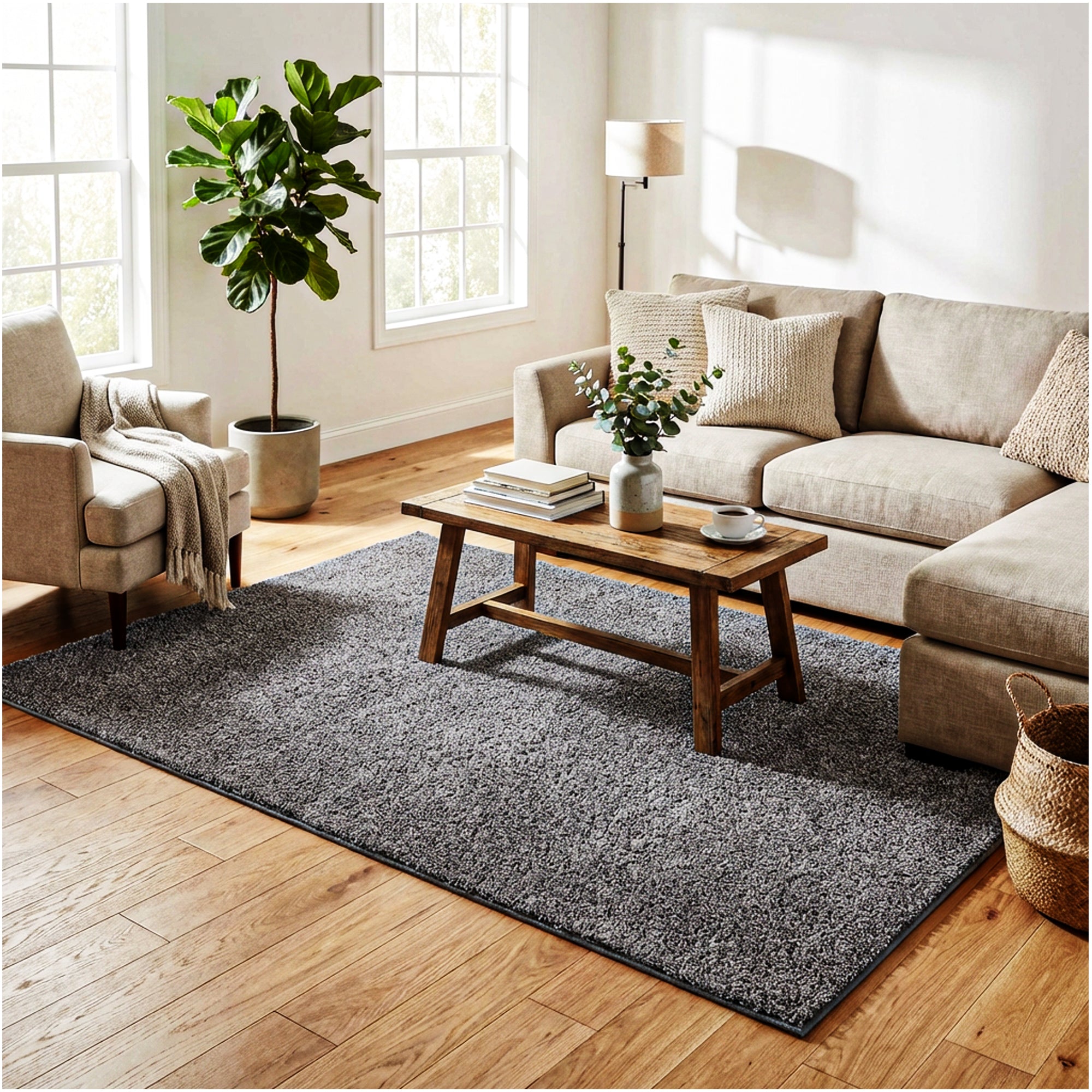 Full Court Indoor Frieze Area Rug – 25 oz Plush Pile, 2 Colors