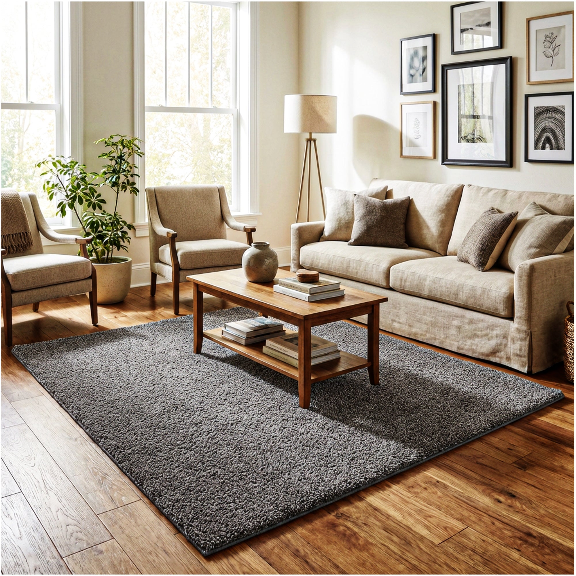 Full Court Indoor Frieze Area Rug – 25 oz Plush Pile, 2 Colors